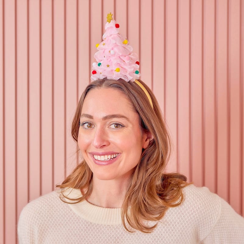 Pink Tulle Christmas Tree Novelty Headband