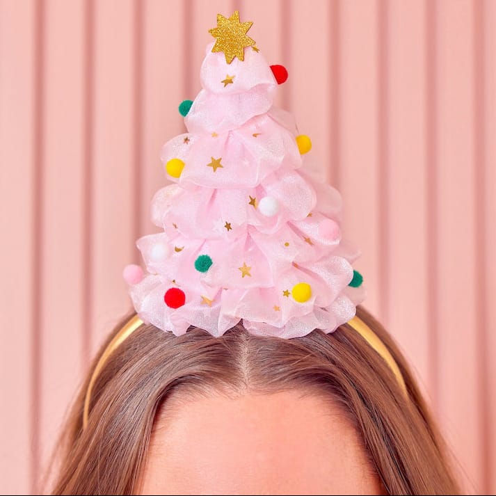 Pink Tulle Christmas Tree Novelty Headband