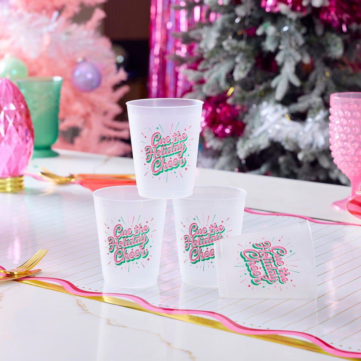 'Cue The Holiday Cheer' Christmas Cupstack (10 ct)