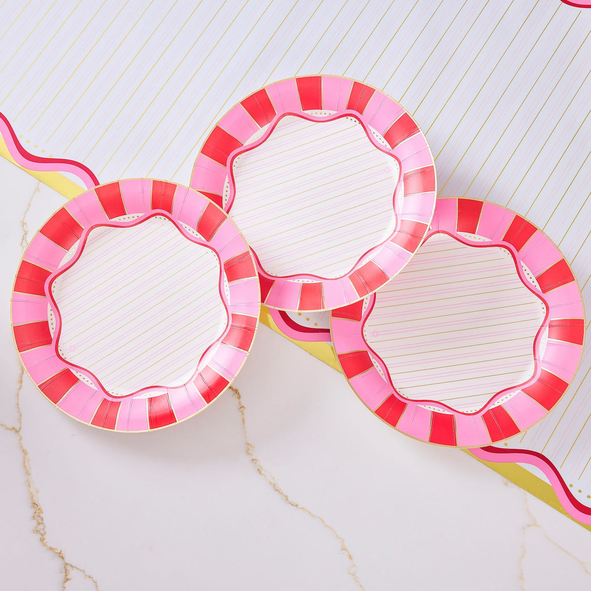 Red & Pink Striped Holiday Dinner Plates (10 ct)