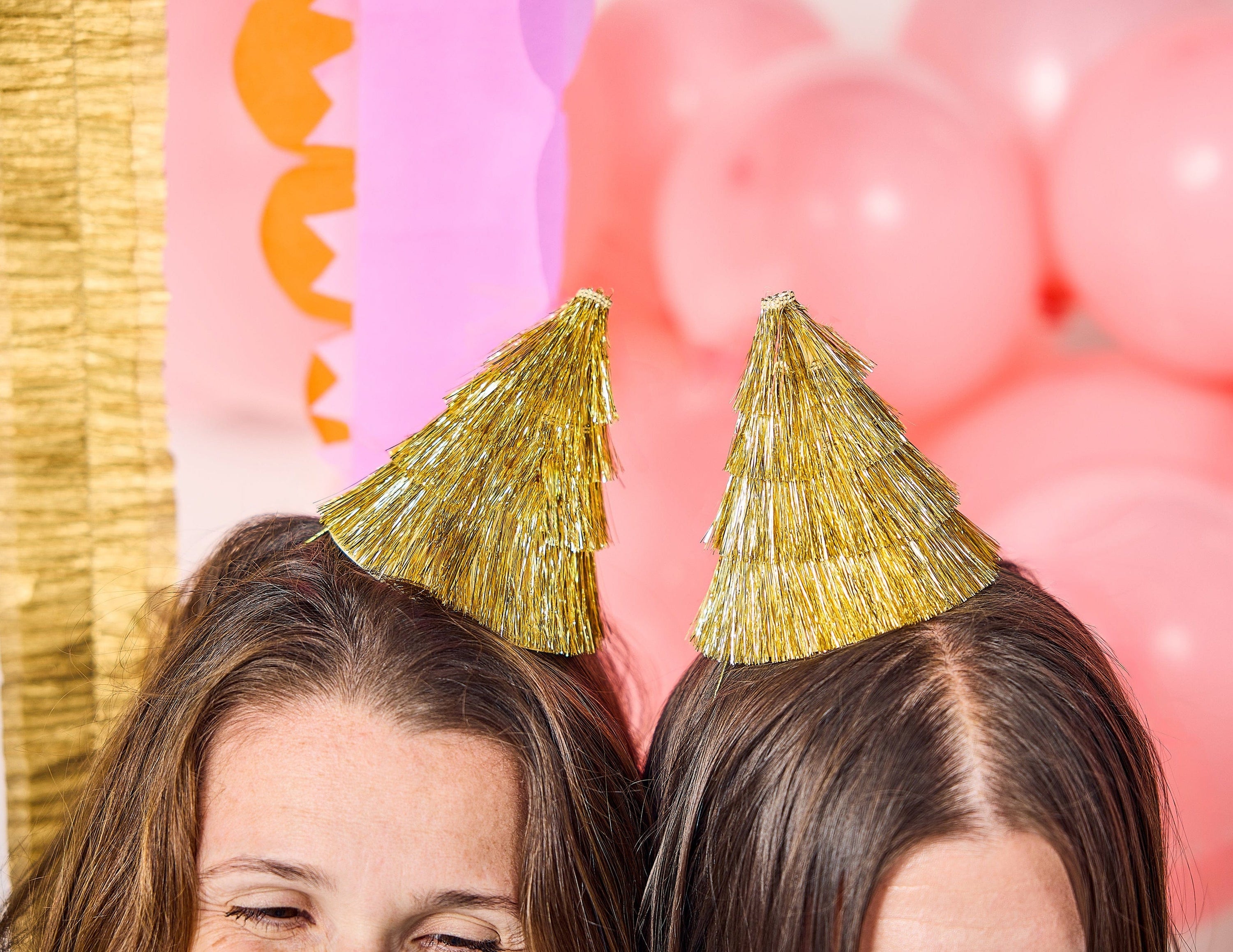 Mini Gold Fringe Party Hats (set of 4)
