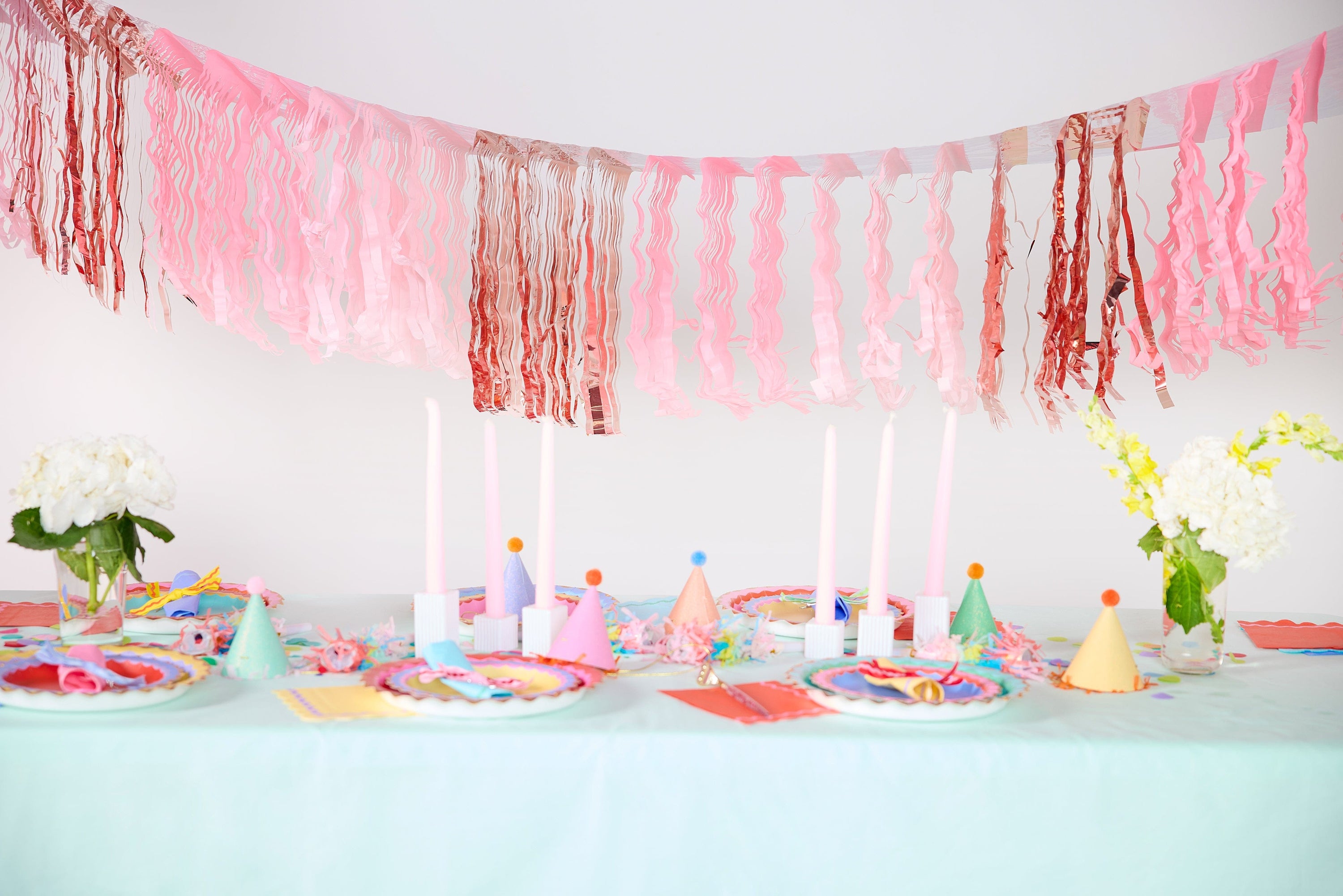 Pretty in Pink Fringe Canopy Banners (Set of 2)