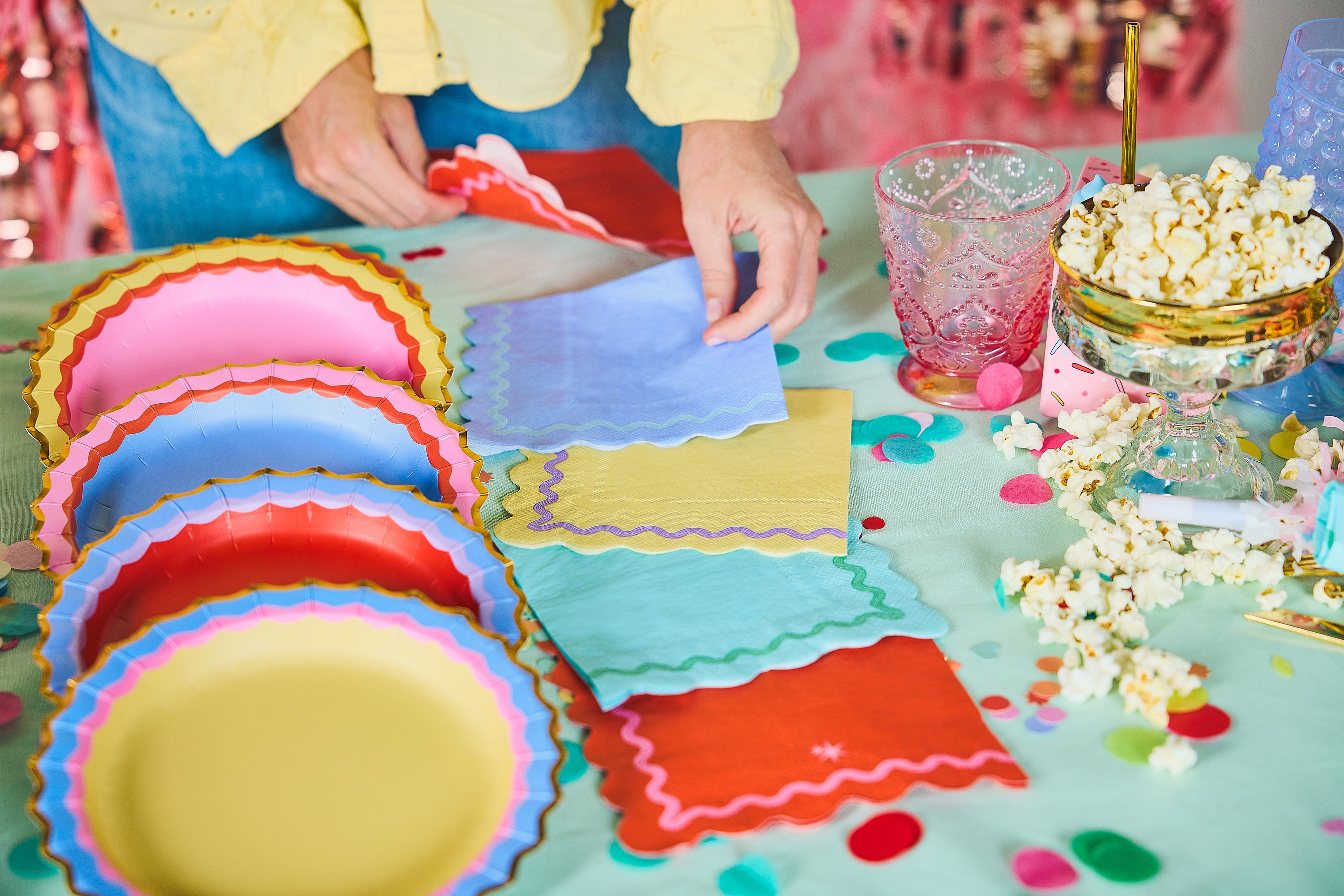 Red Ric Rac Plates Rainbow Ric Rac Assorted Dessert Plate | Packed Party