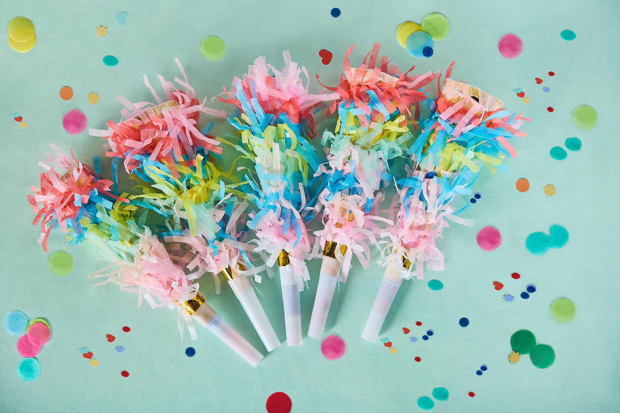 Confetti Burst Fringe Party Blowers (6 count)