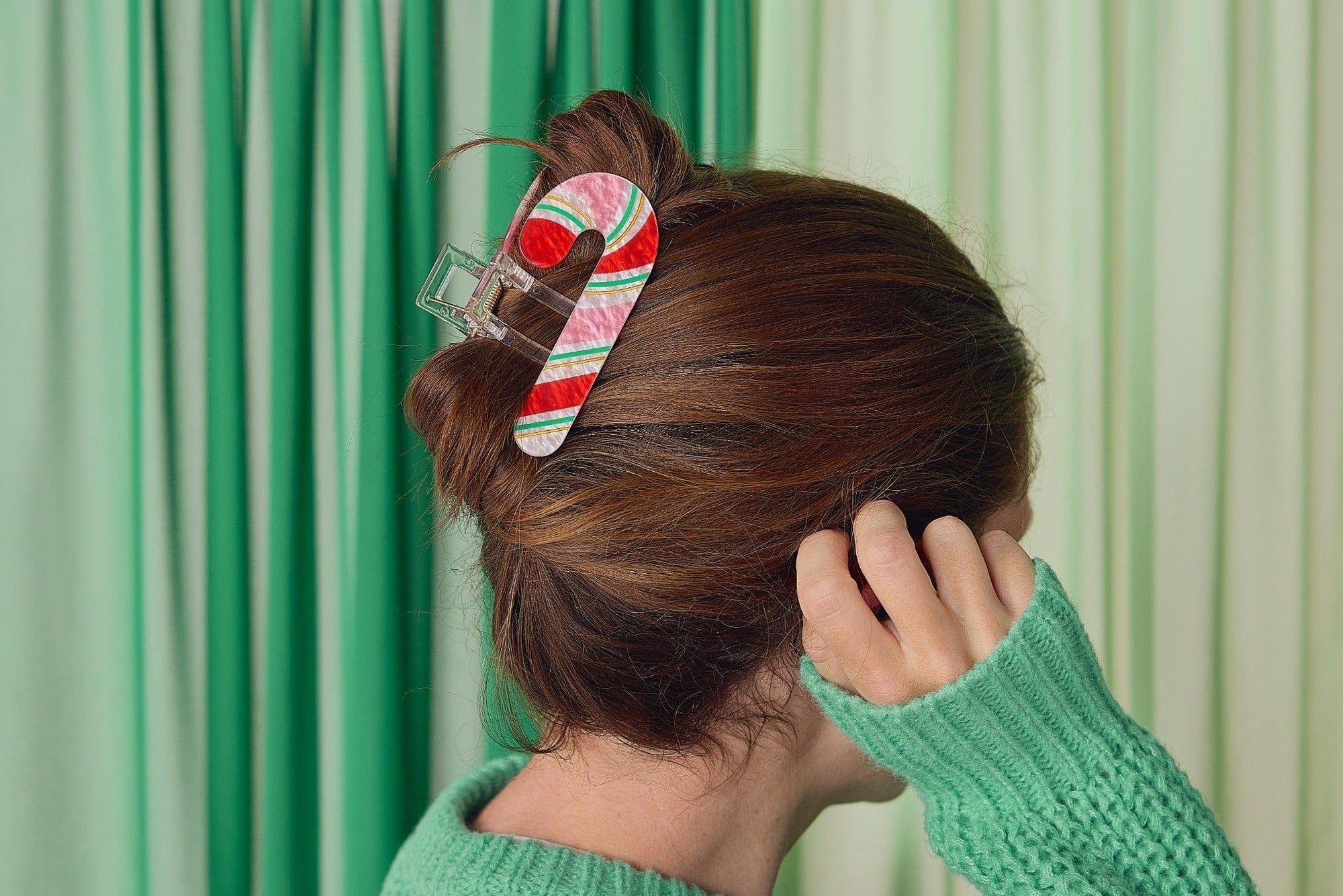Candy Cane Hair Claw Clip