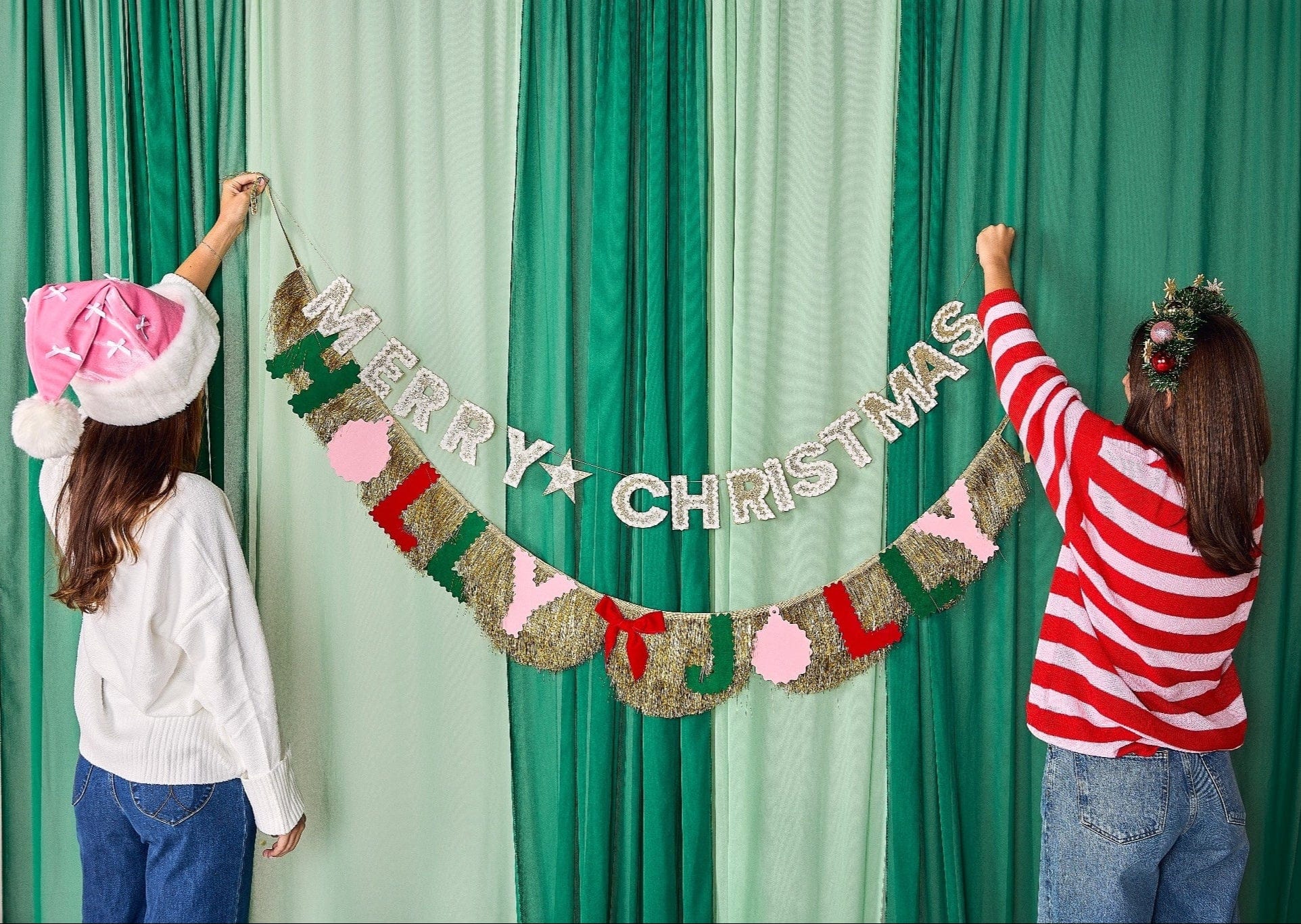 Merry Christmas Gold Shimmer Banner (Reusable Garland)