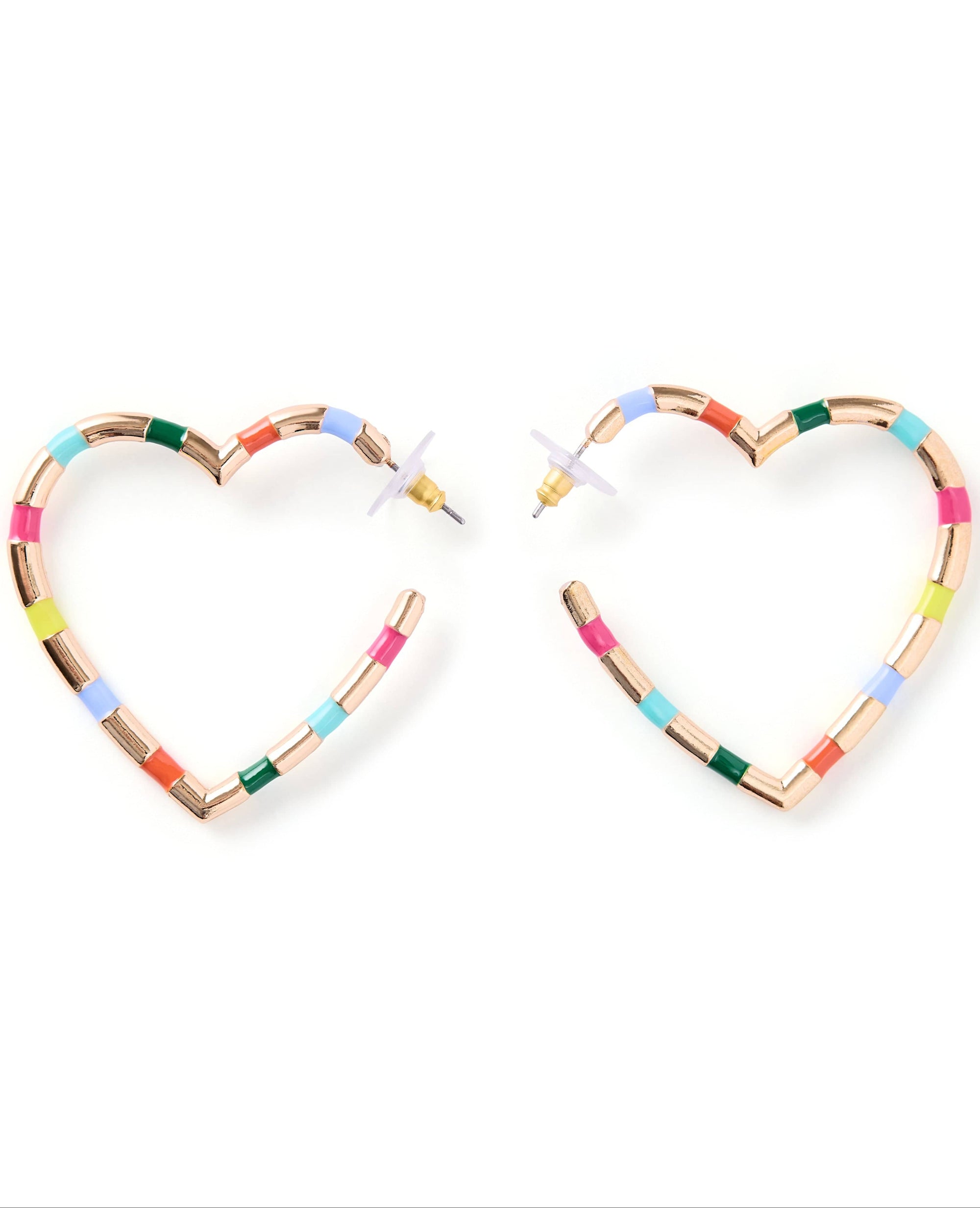 Rainbow Heart Hoop Earrings