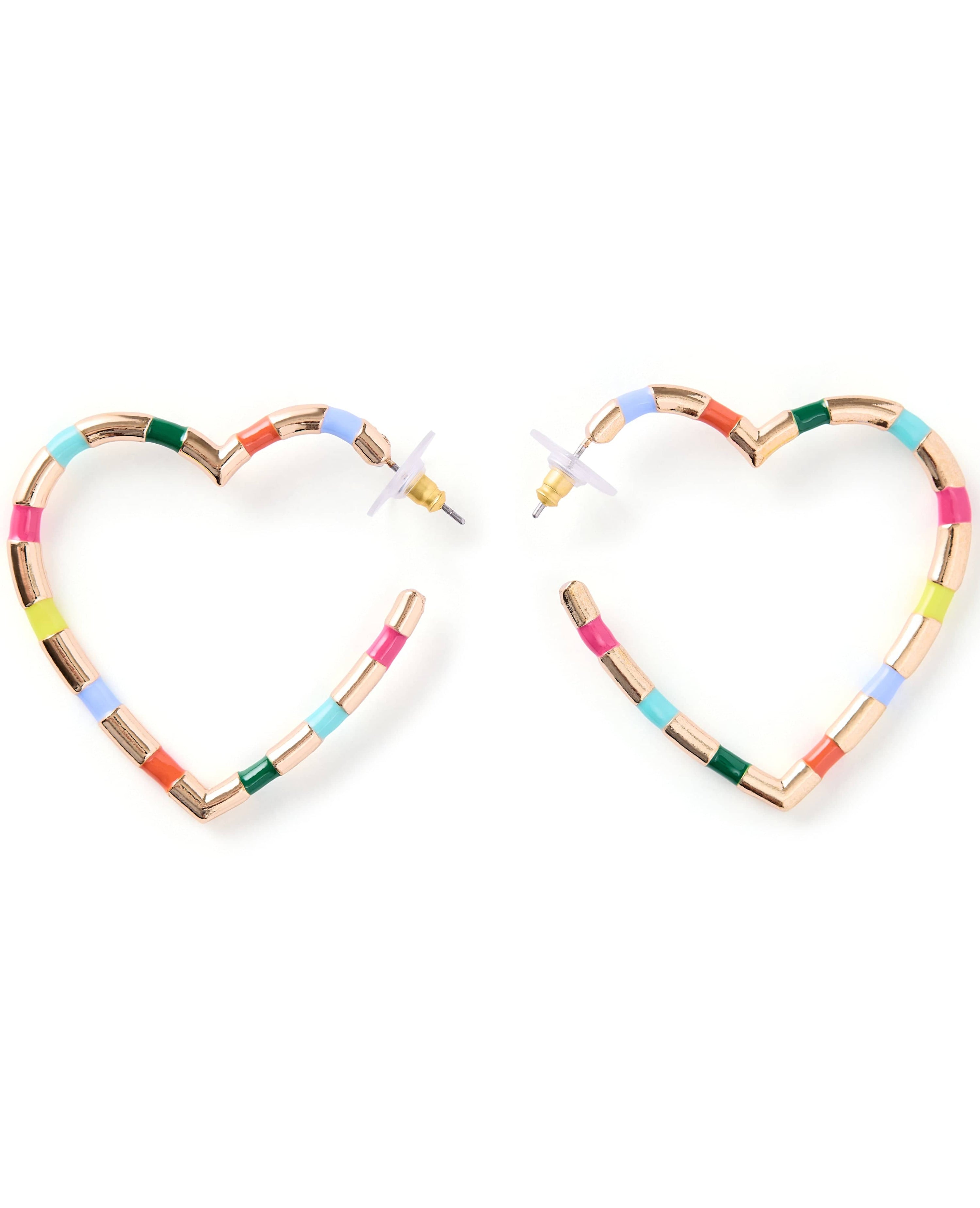 Rainbow Heart Hoop Earrings