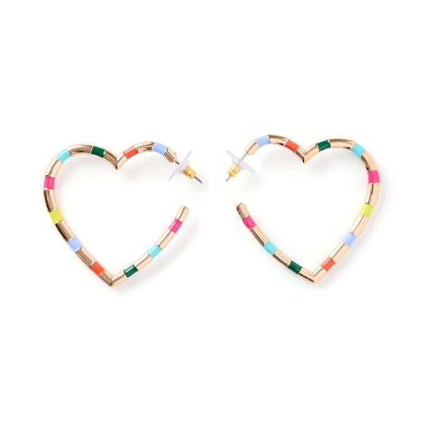 Rainbow Heart Hoop Earrings
