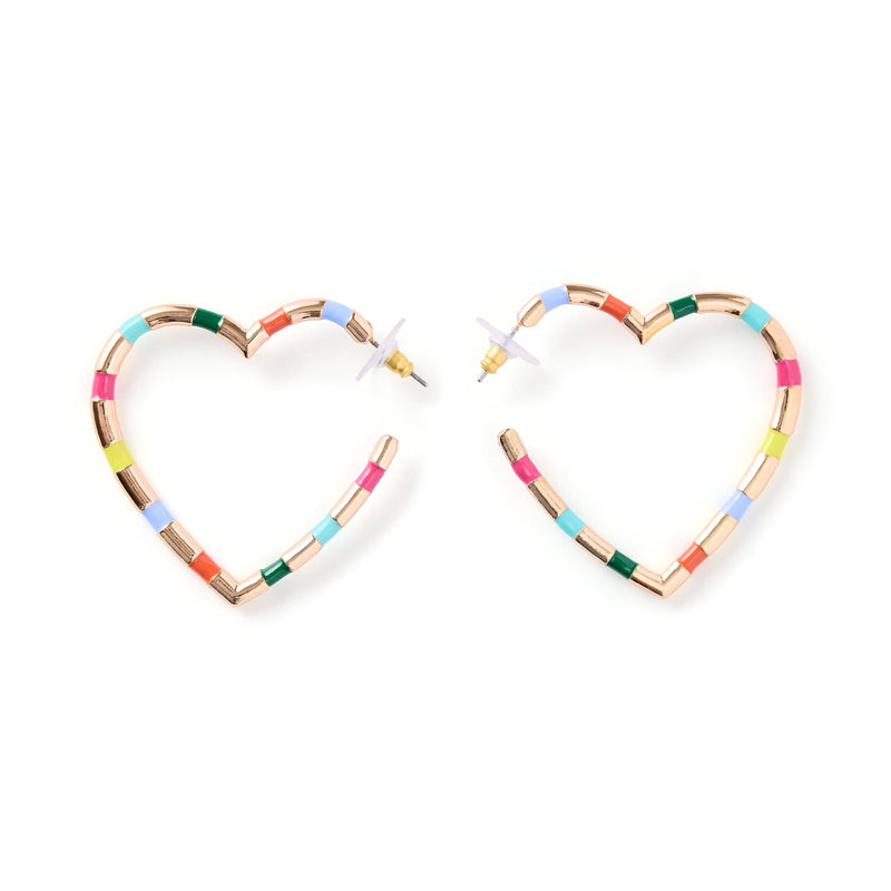 Rainbow Heart Hoop Earrings