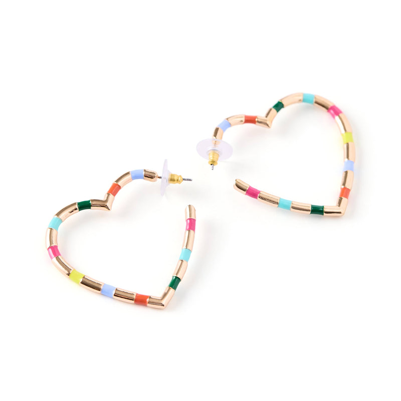 Rainbow Heart Hoop Earrings