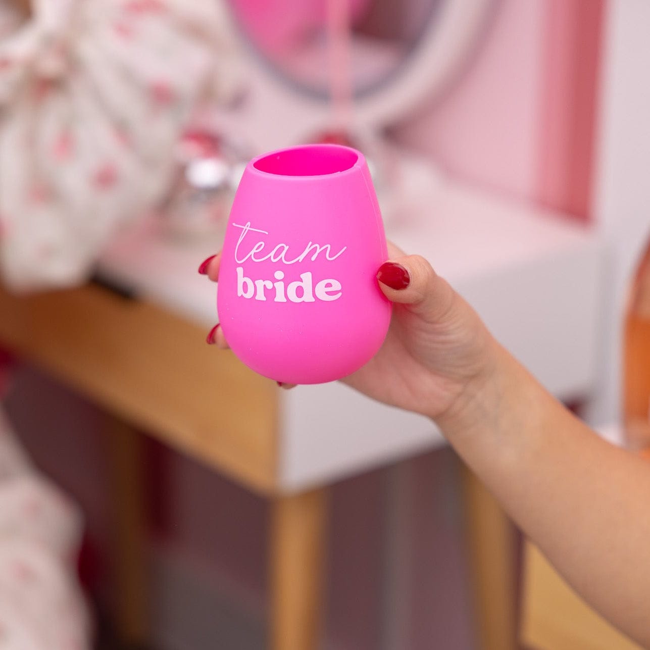 I Do Crew Bride and Team Bride Stemless Silicone Wine Glass Set (5ct)