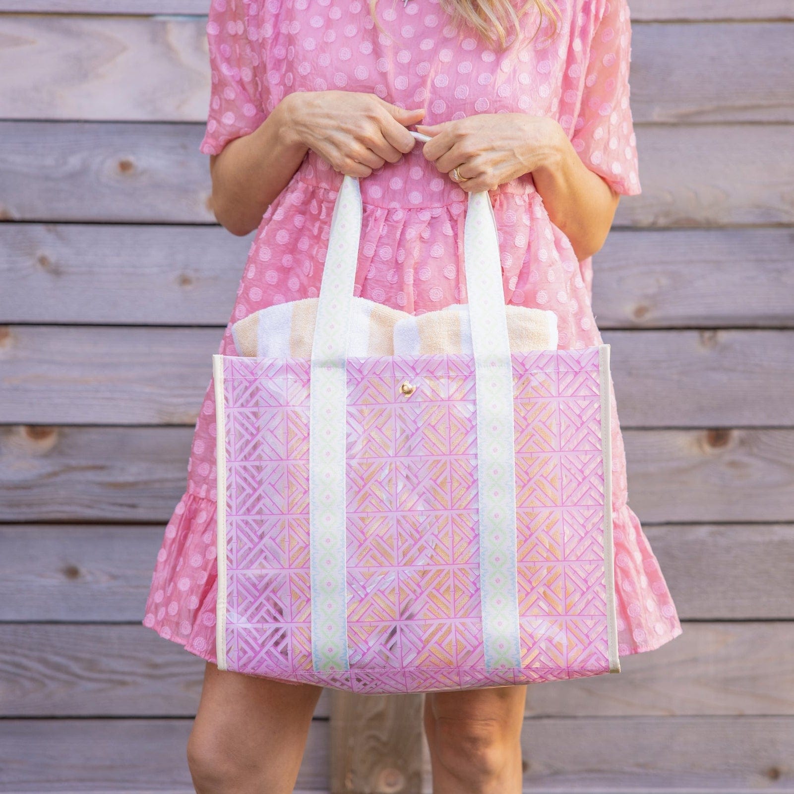 Pink Geo Tile Vinyl Tote