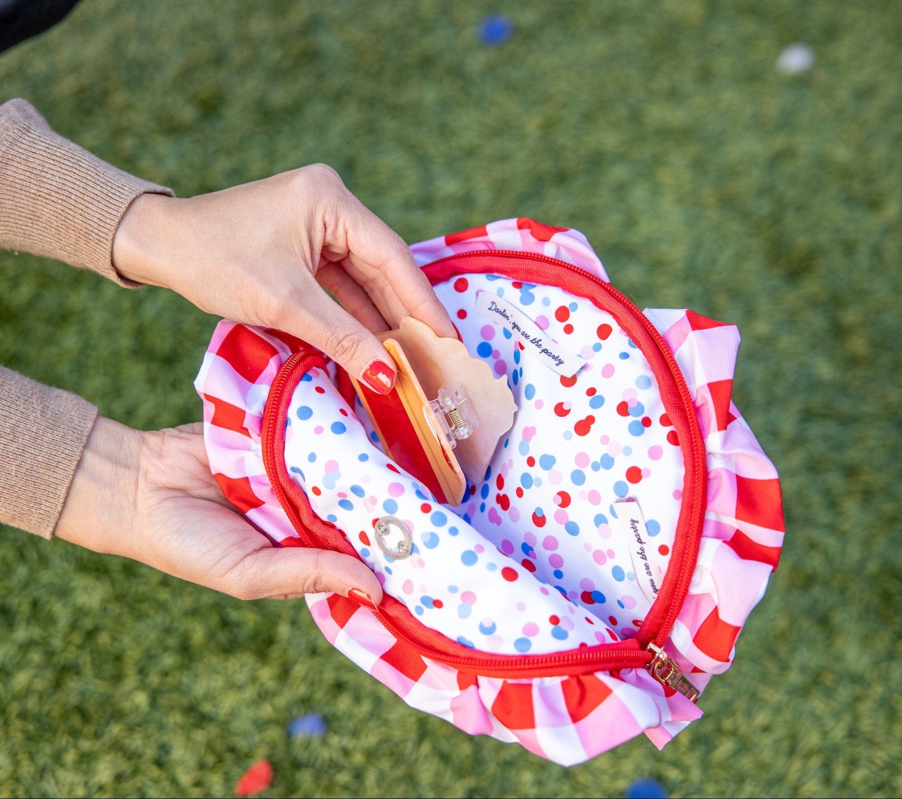 Picnic Perfect Gingham Ruffled Clutch