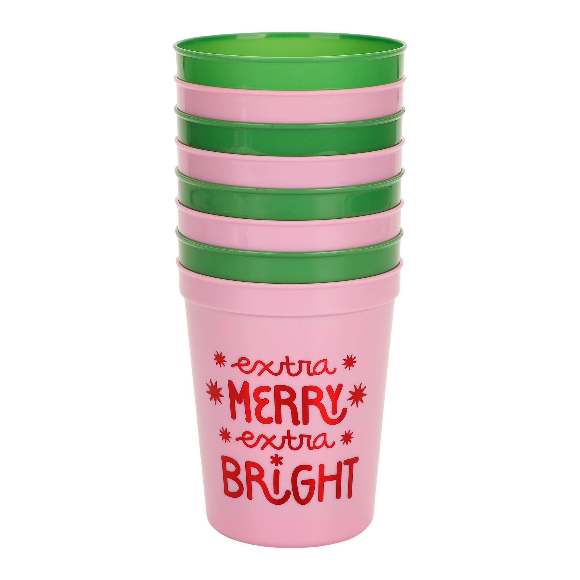 Extra Merry & Bright Reusable Holiday Party Cups (set of 8)
