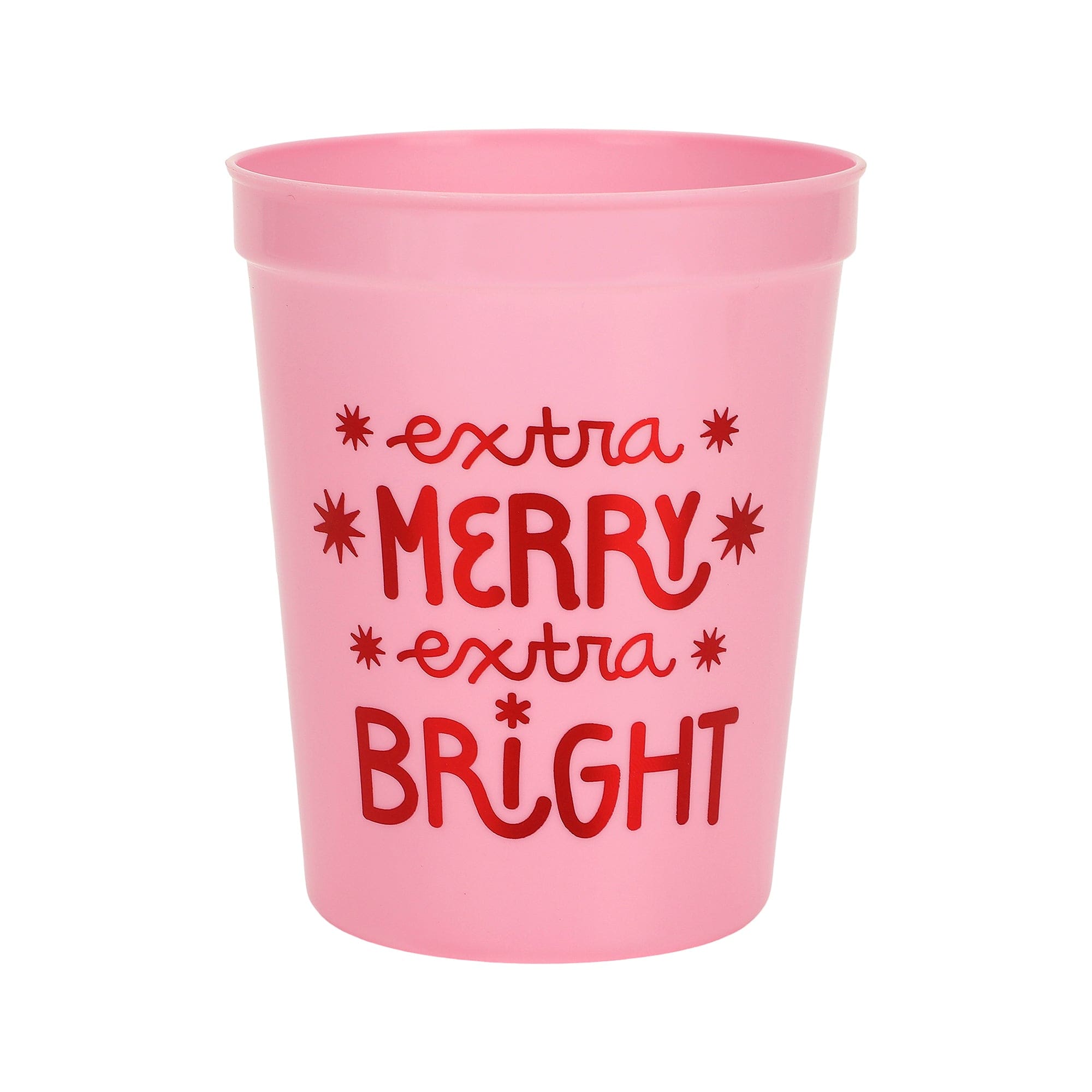 Extra Merry & Bright Reusable Holiday Party Cups (set of 8)