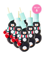 Set of 6 holiday penguin sipper cups.