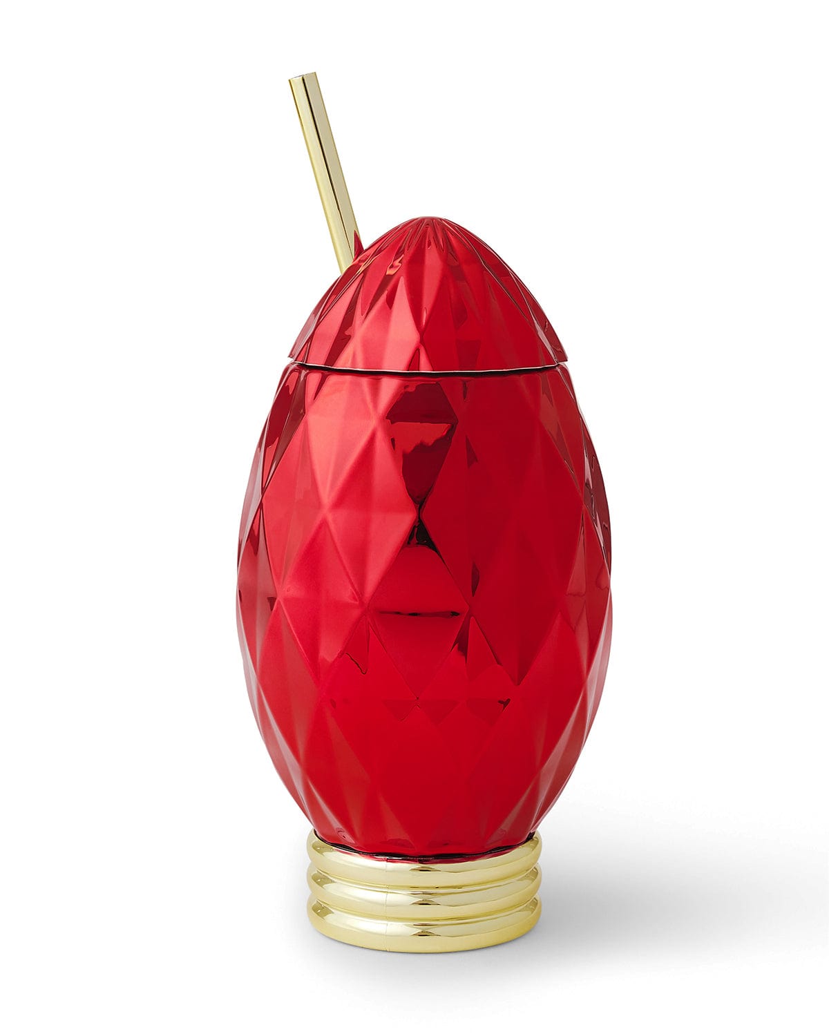 Red holiday light cup with electroplated exterior, red and gold