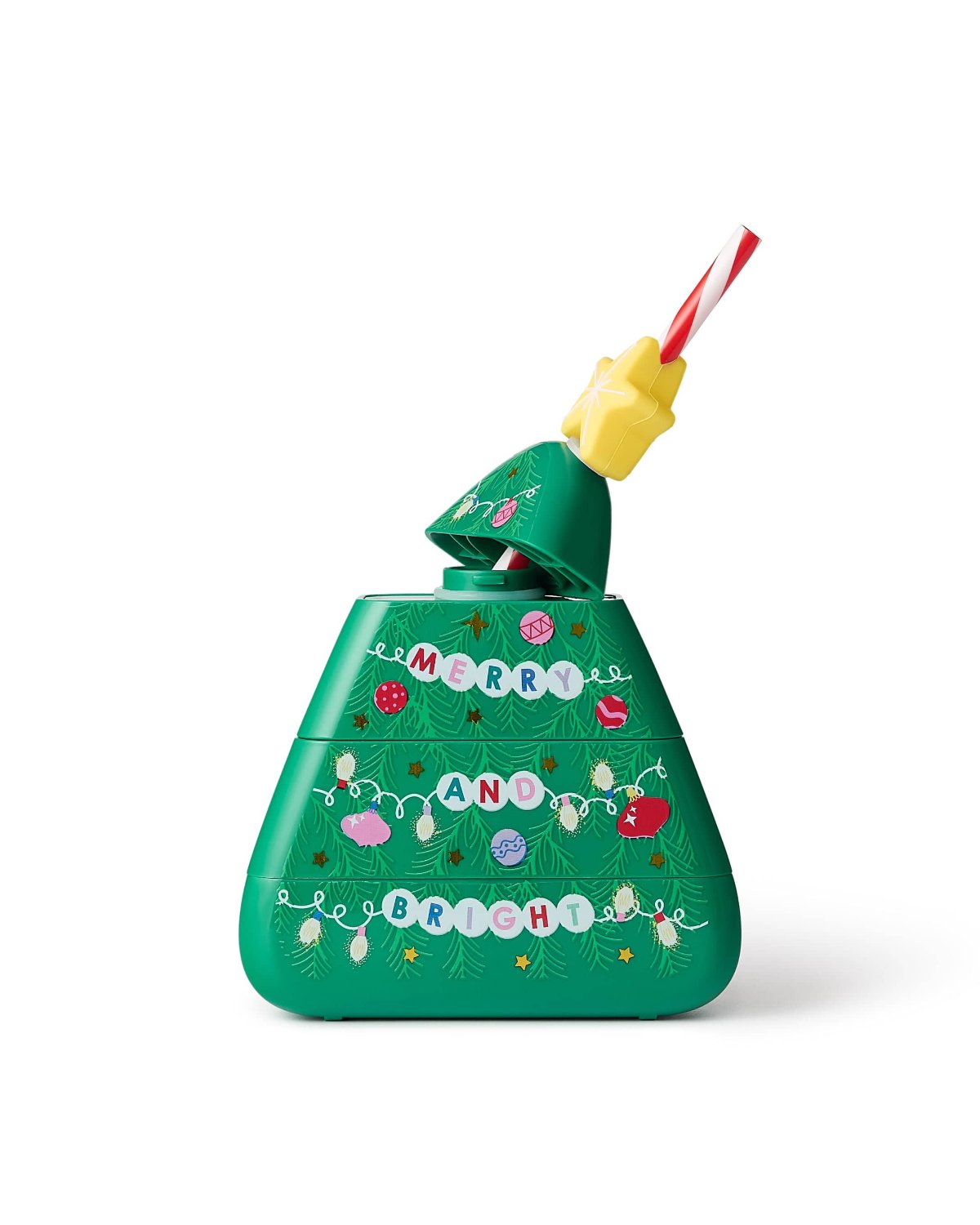 Open Christmas Tree Sipper shot against white background. 