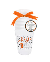Halloween cup stack for party for harvest trick or treat season.  Reusable cups for party. 