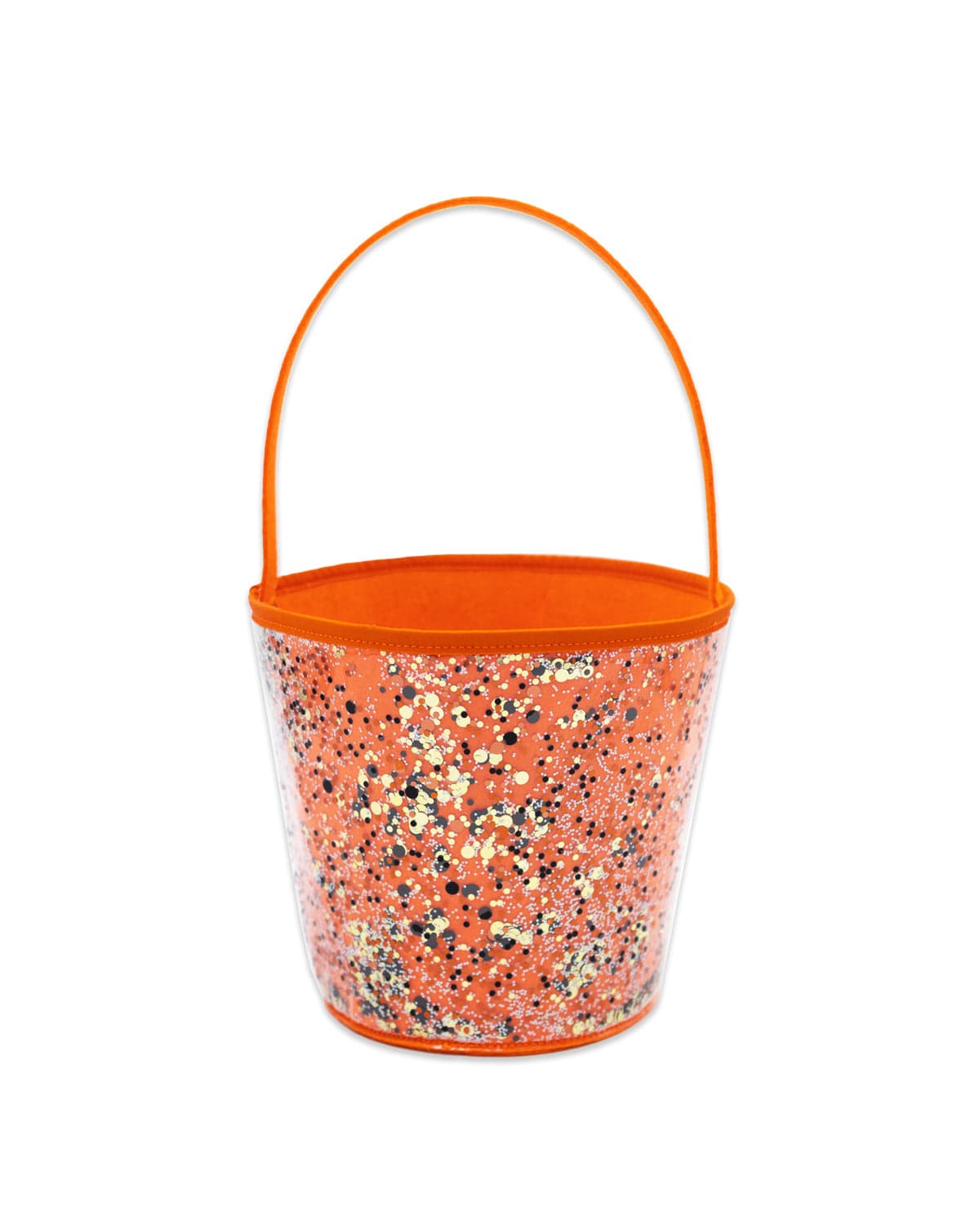 Orange Halloween bucket for trick or treat candy bucket basket. 