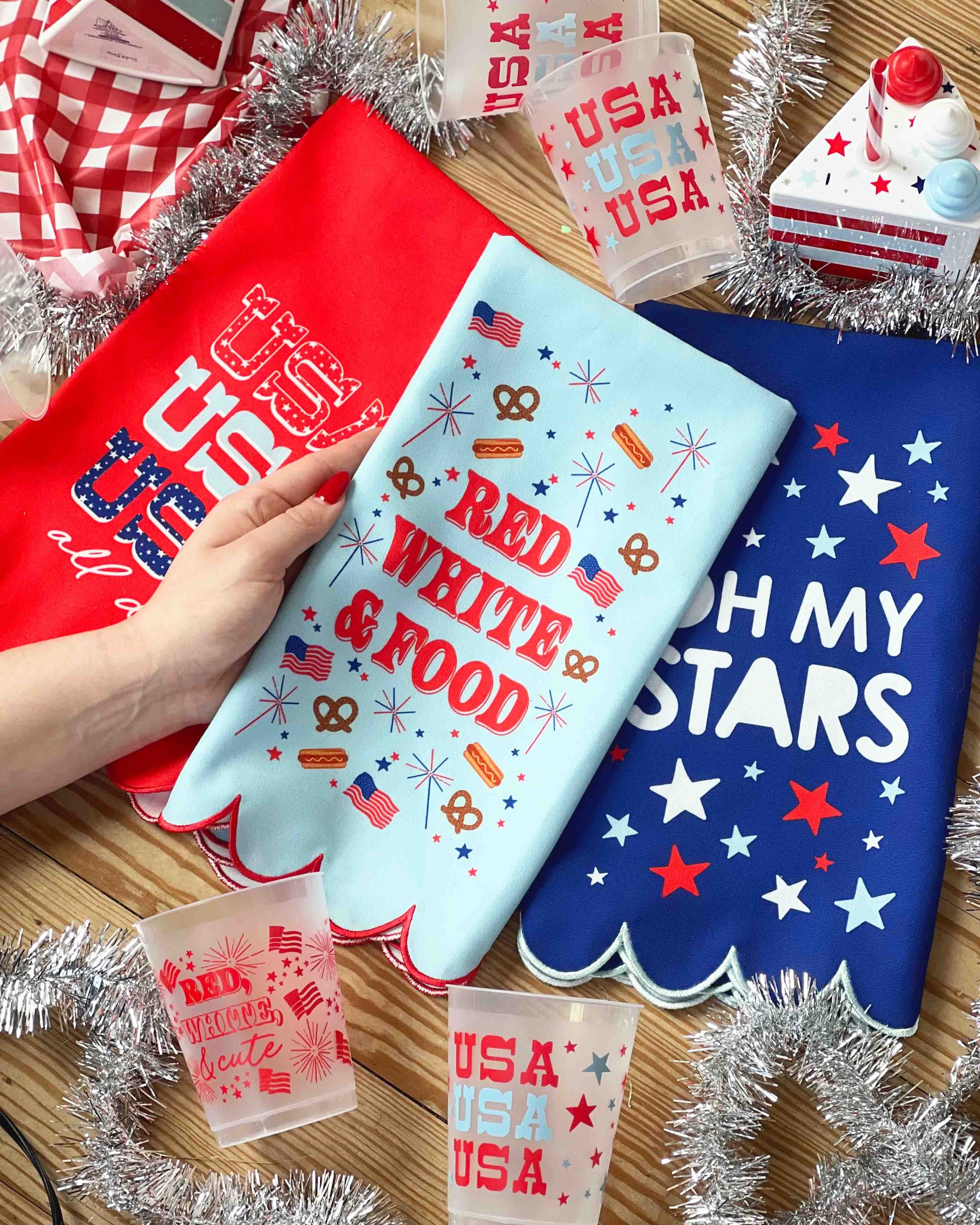 Red, White, & Food Reusable Patriotic Tea Towel