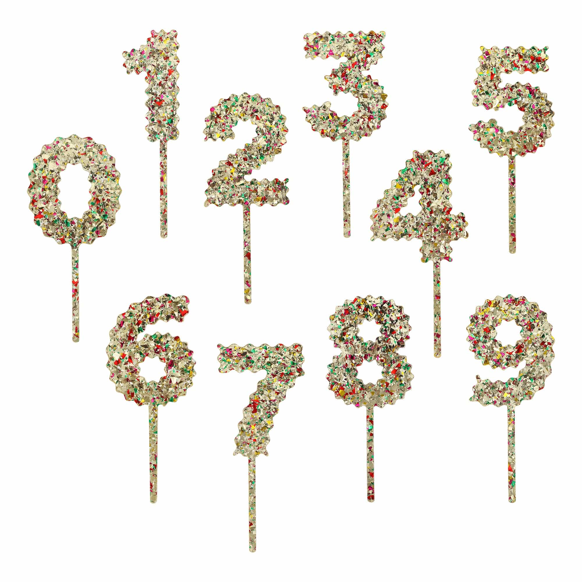 Confetti Number Cake Toppers: 0-9
