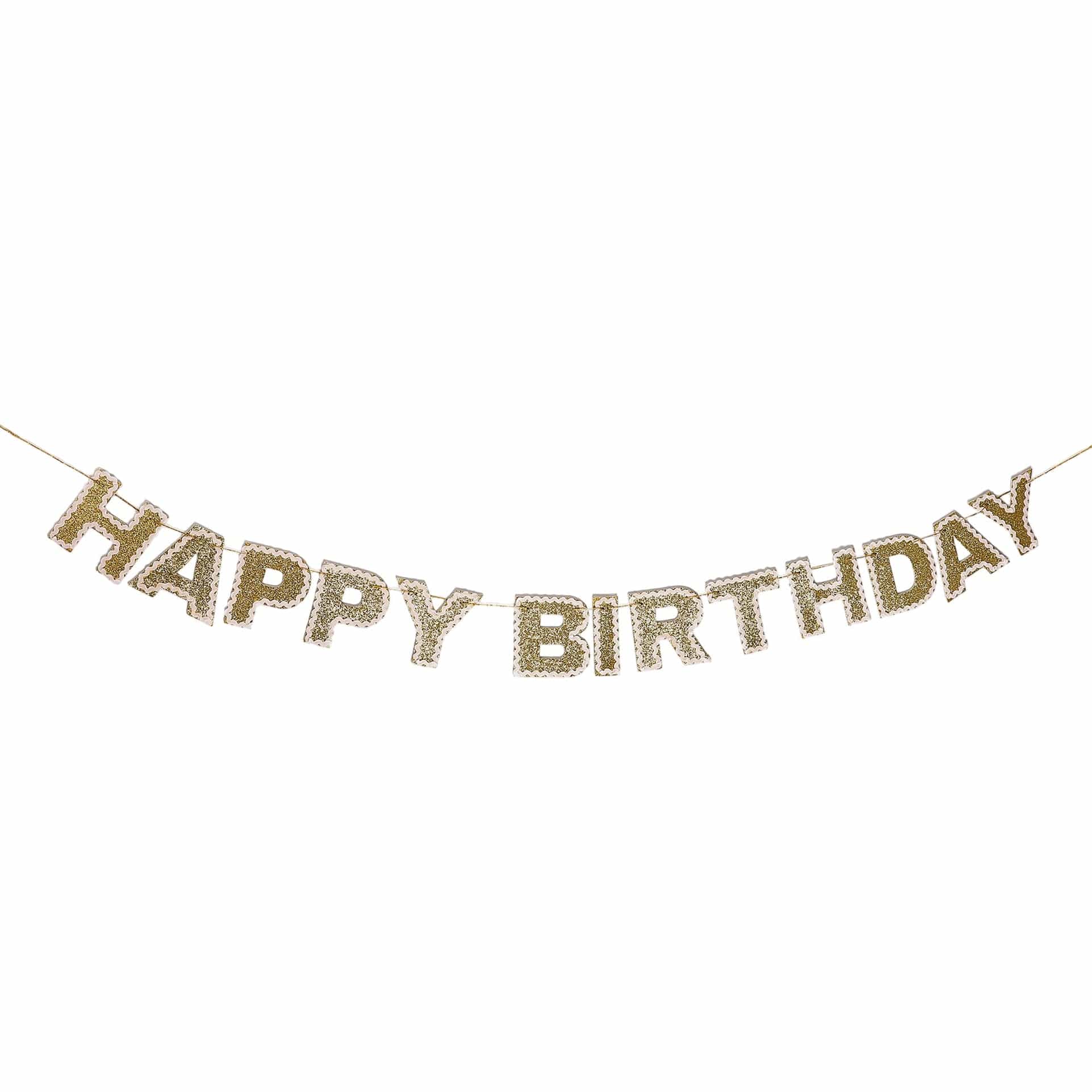 Happy Birthday Gold Shimmer Banner (Reusable Garland)