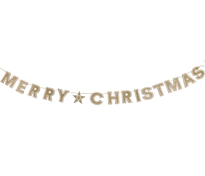 Merry Christmas Gold Shimmer Banner (Reusable Garland)