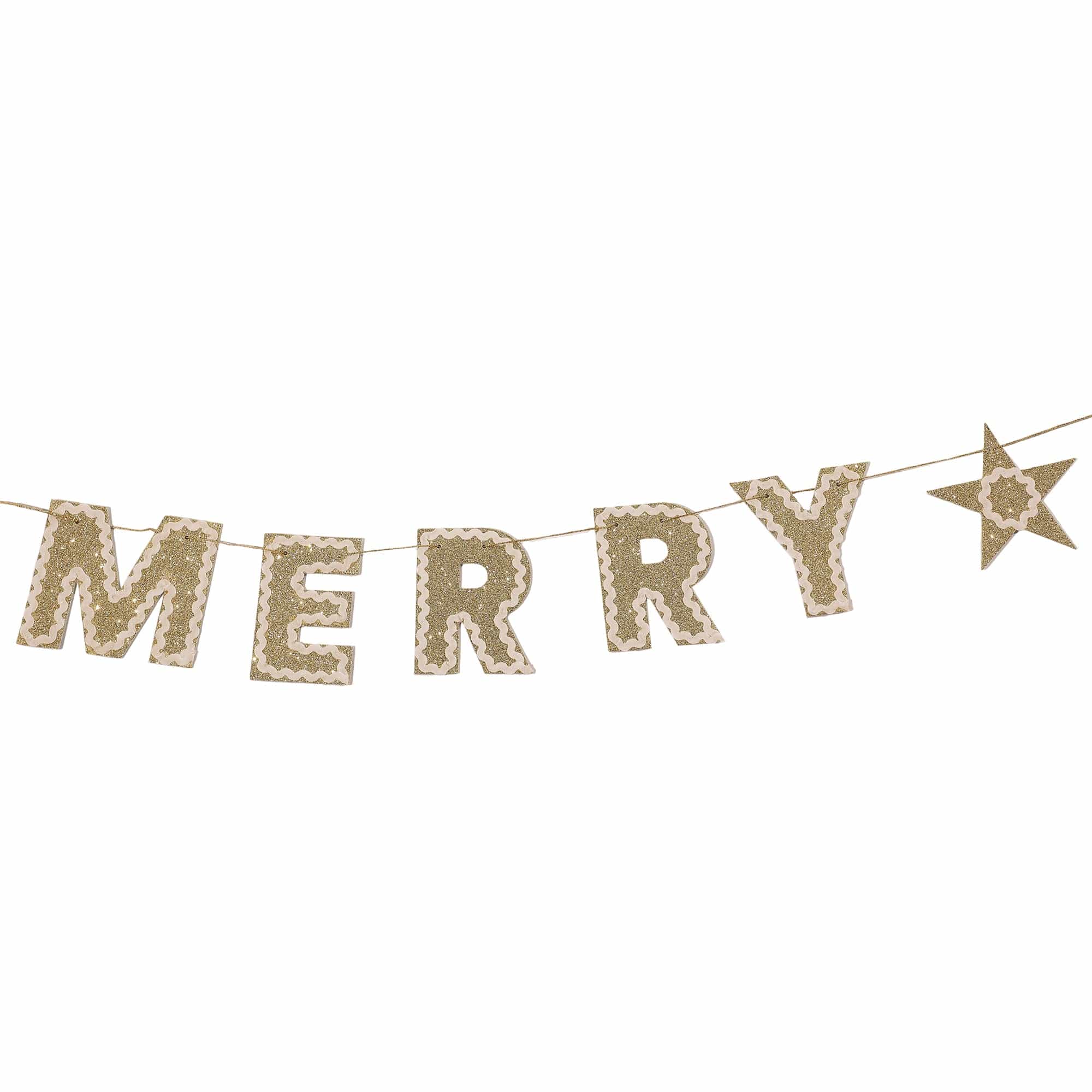 Merry Christmas Gold Shimmer Banner (Reusable Garland)