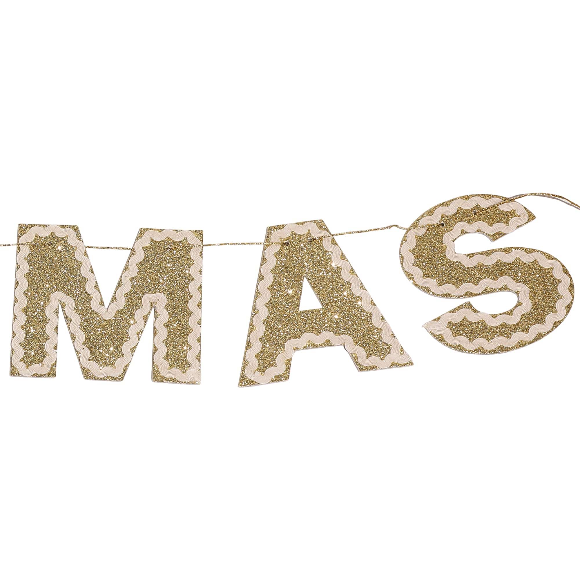 Merry Christmas Gold Shimmer Banner (Reusable Garland)