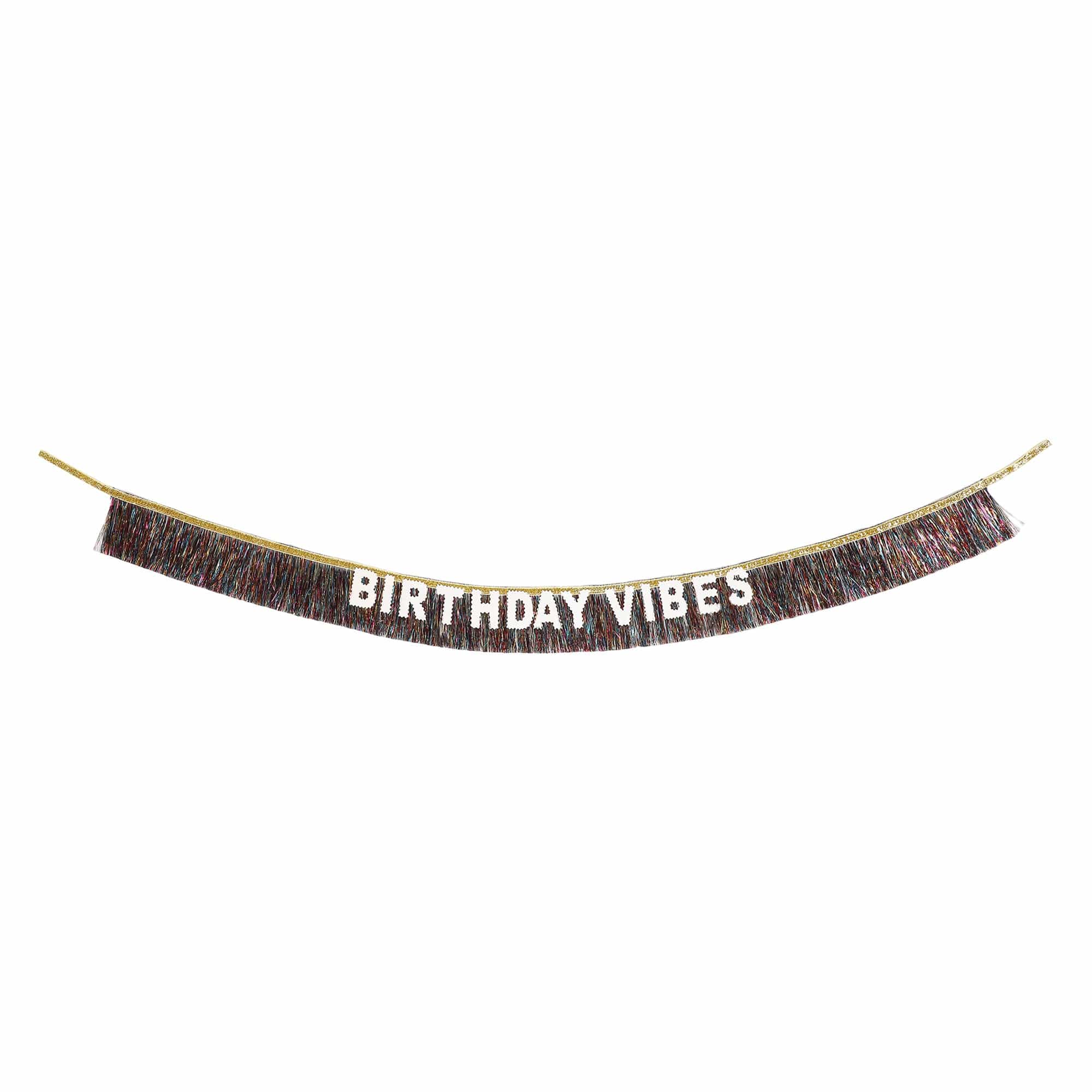 Birthday Vibes Tinsel & Glitter Sash