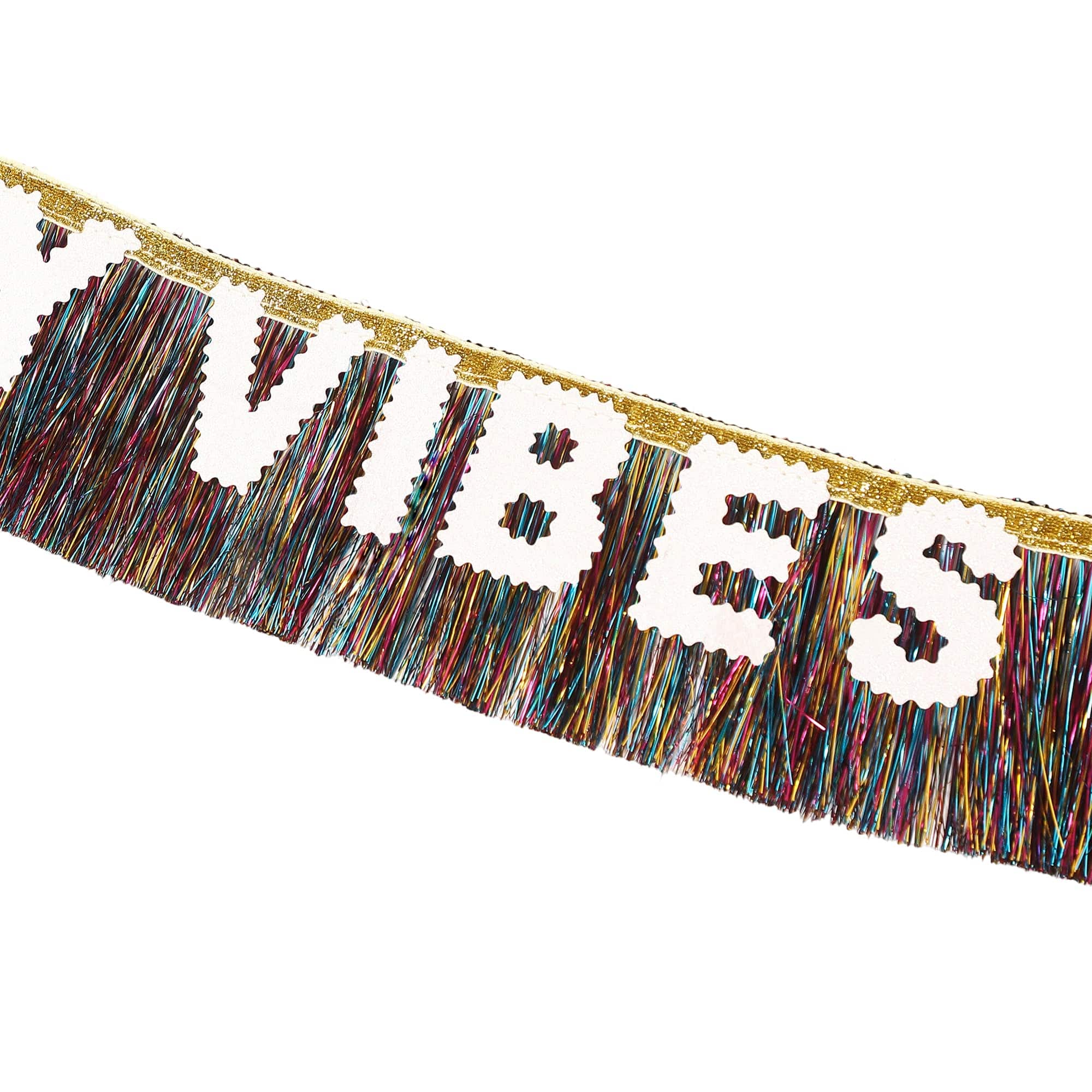 Birthday Vibes Tinsel & Glitter Sash
