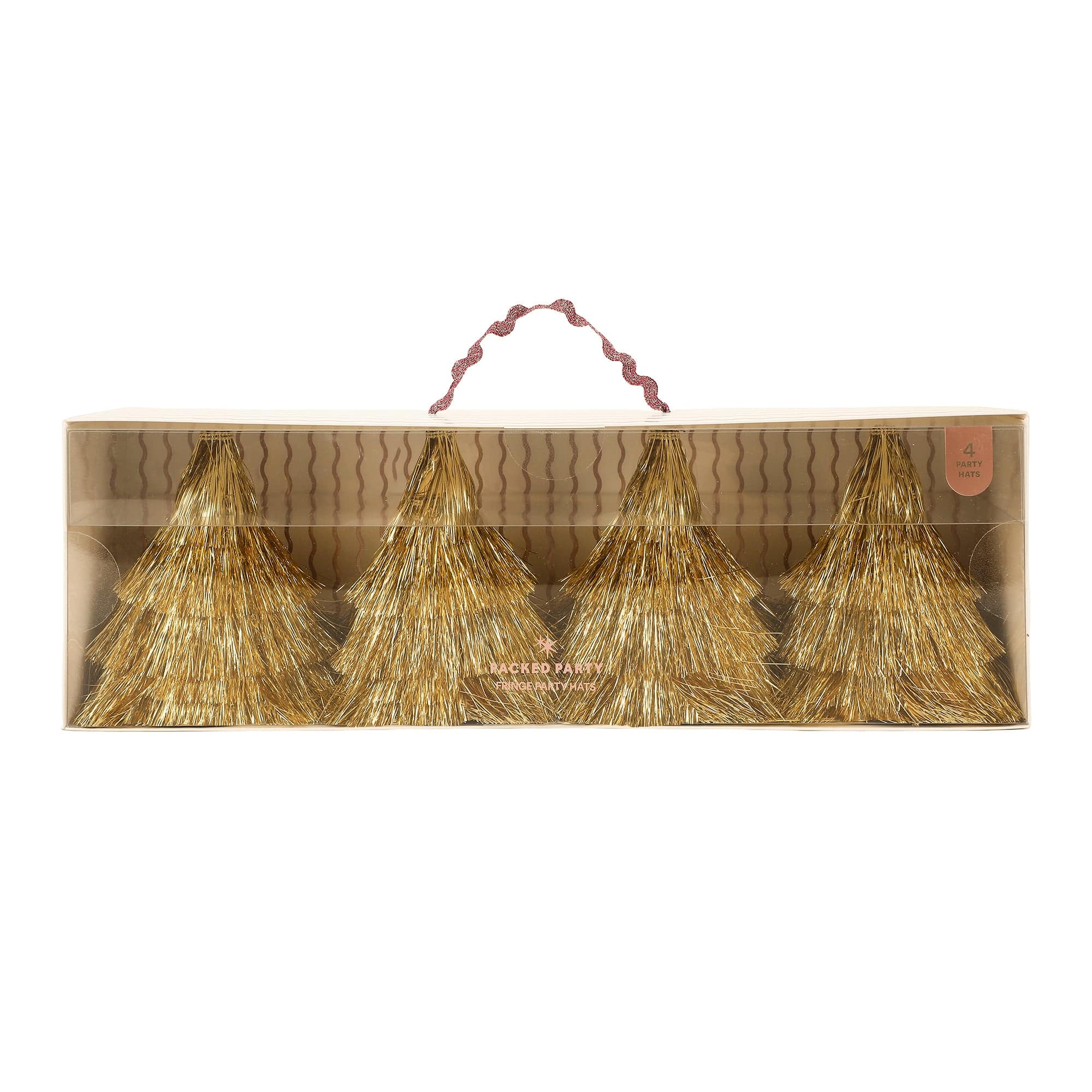 Mini Gold Fringe Party Hats (set of 4)