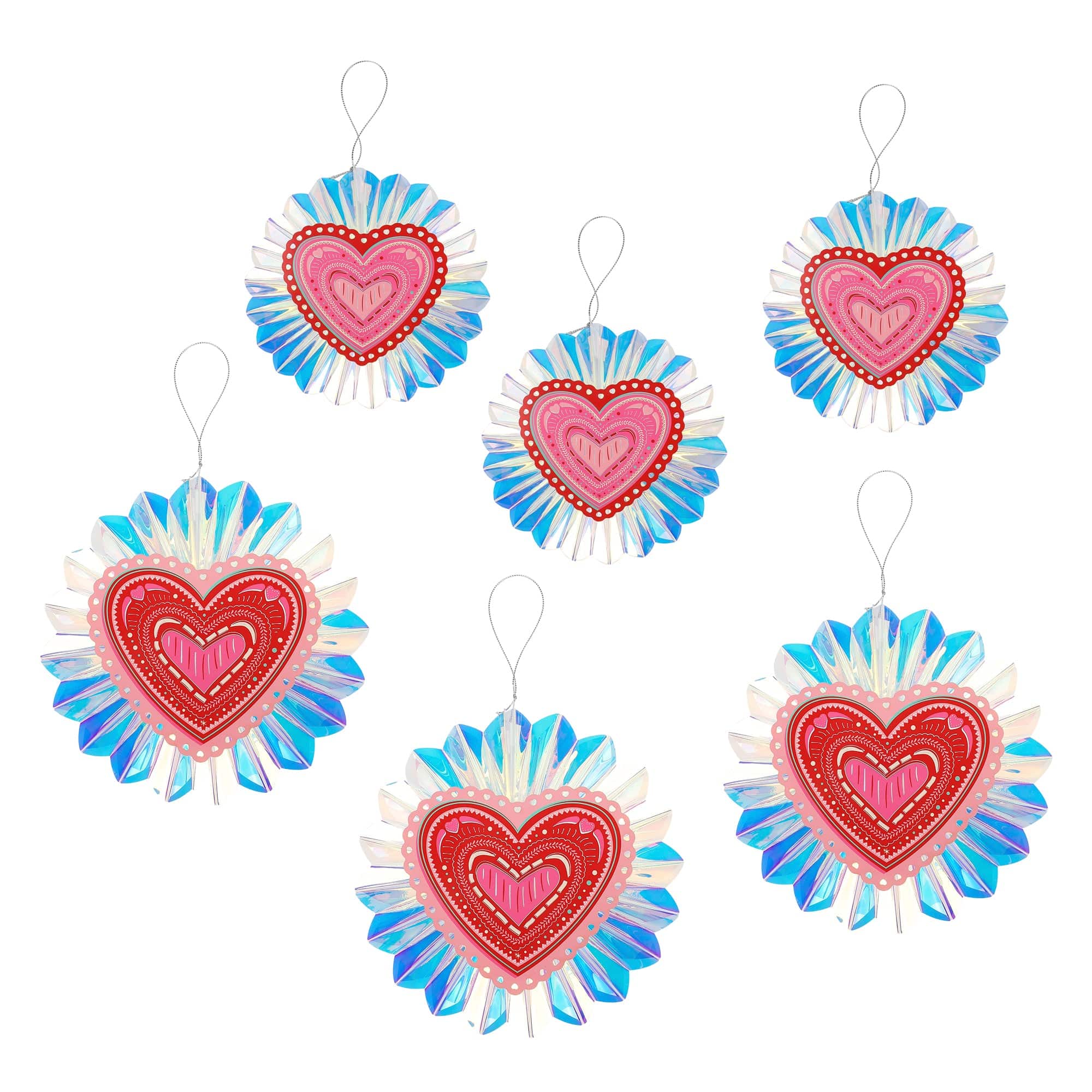Decorative Valentine Hearts Pack -  Table & Hanging Decor (set of 6)