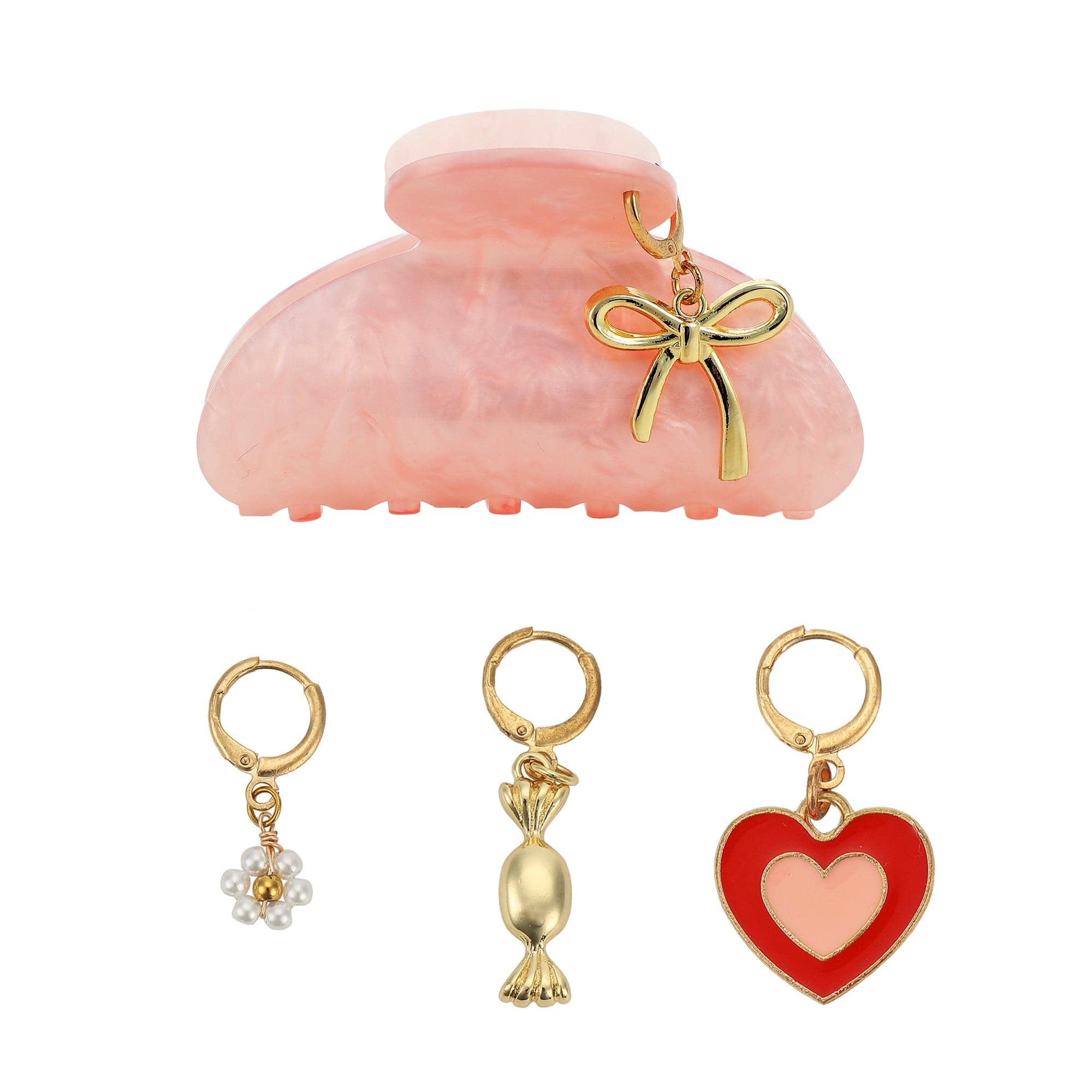 Sweetheart Claw Clip and Charms Set (includes 7 charms)