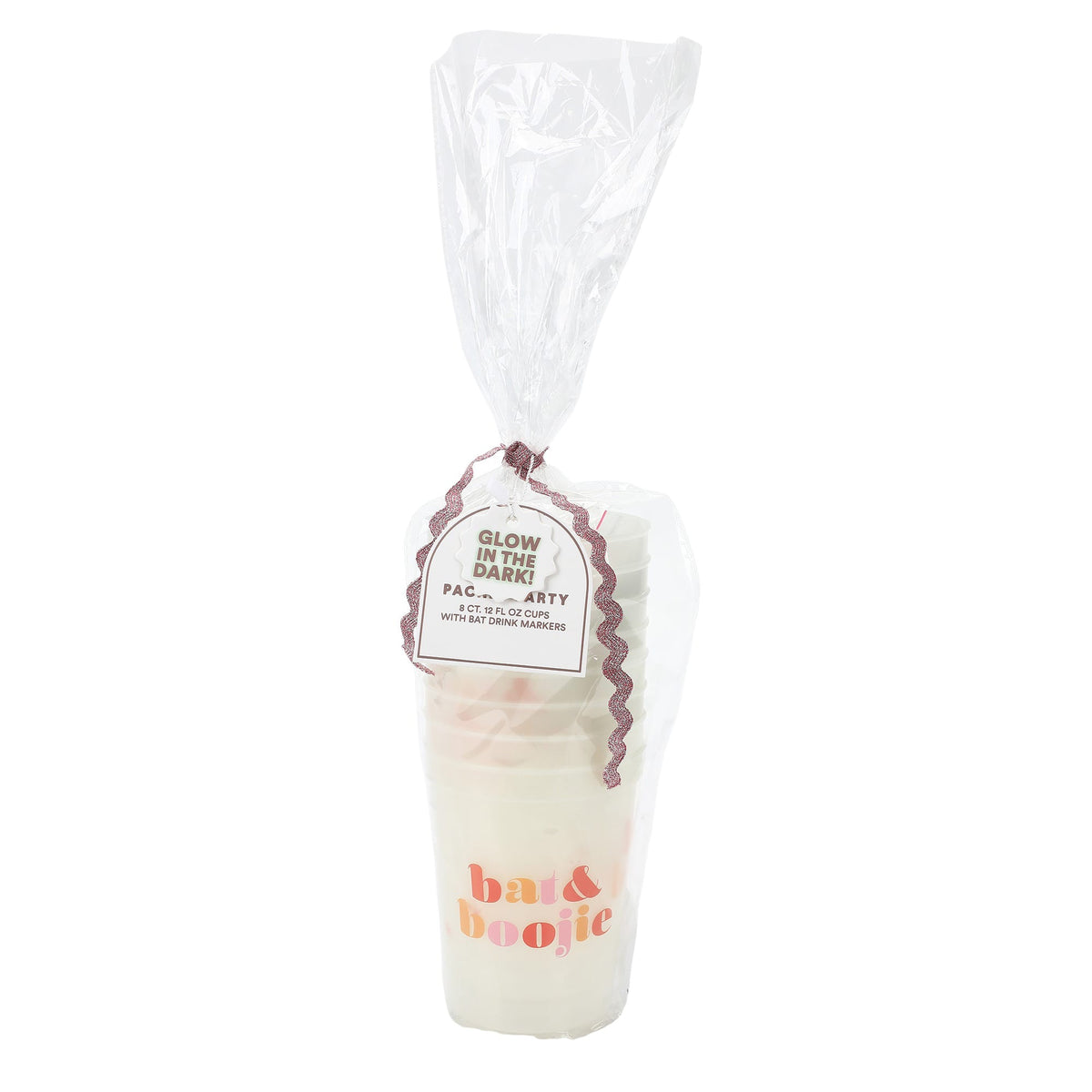 Bat & Boojie Glow-in-the-dark Halloween Cups with Bat Drink Markers (8 ct)