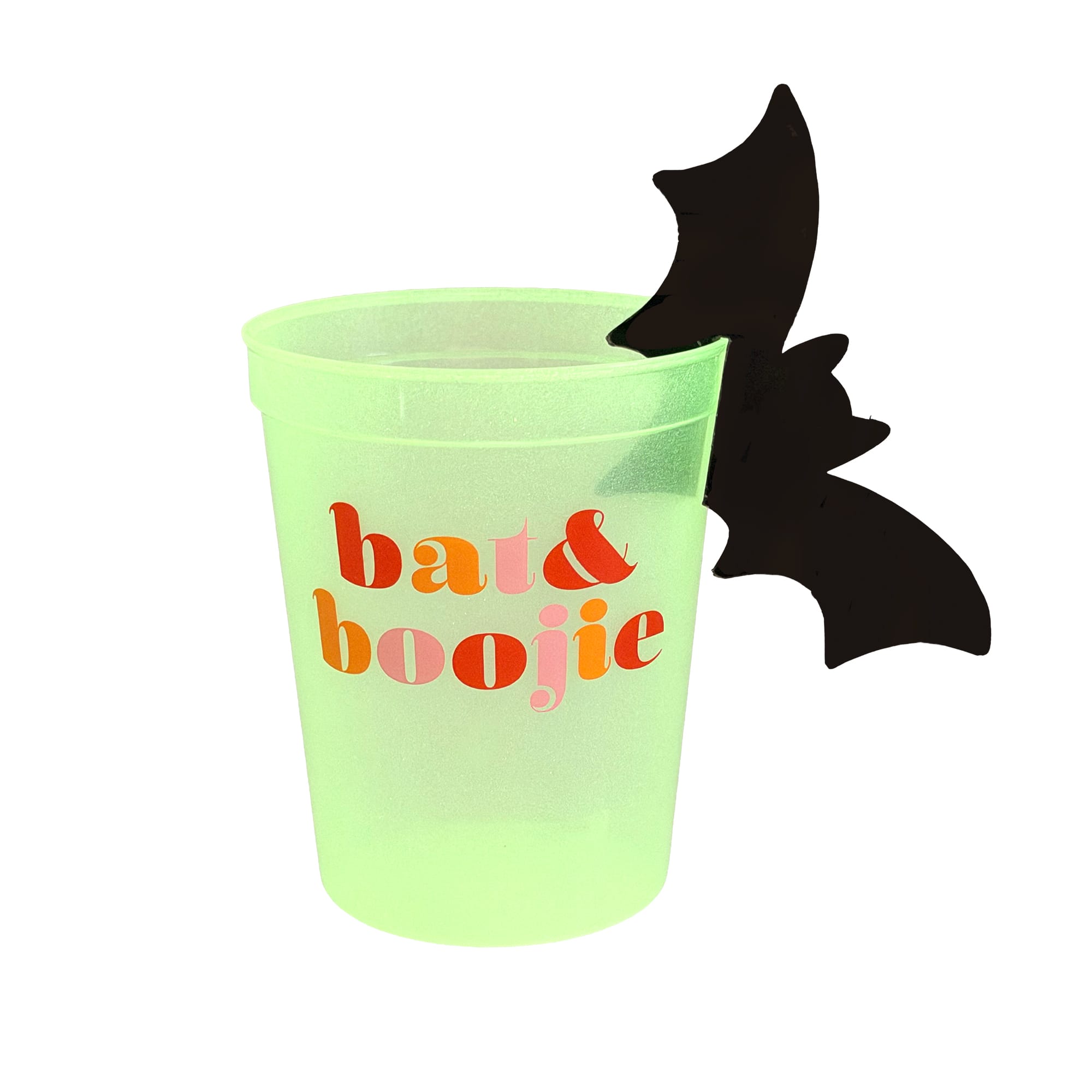 Bat & Boojie Glow-in-the-dark Halloween Cups with Bat Drink Markers (8 ct)