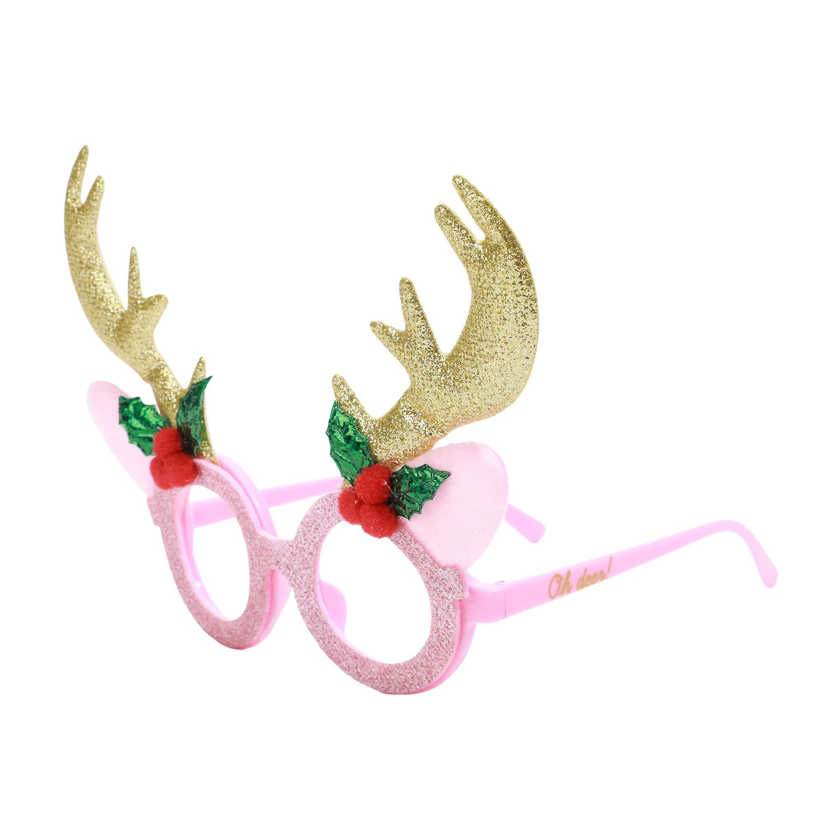 Pink Reindeer Novelty Glasses