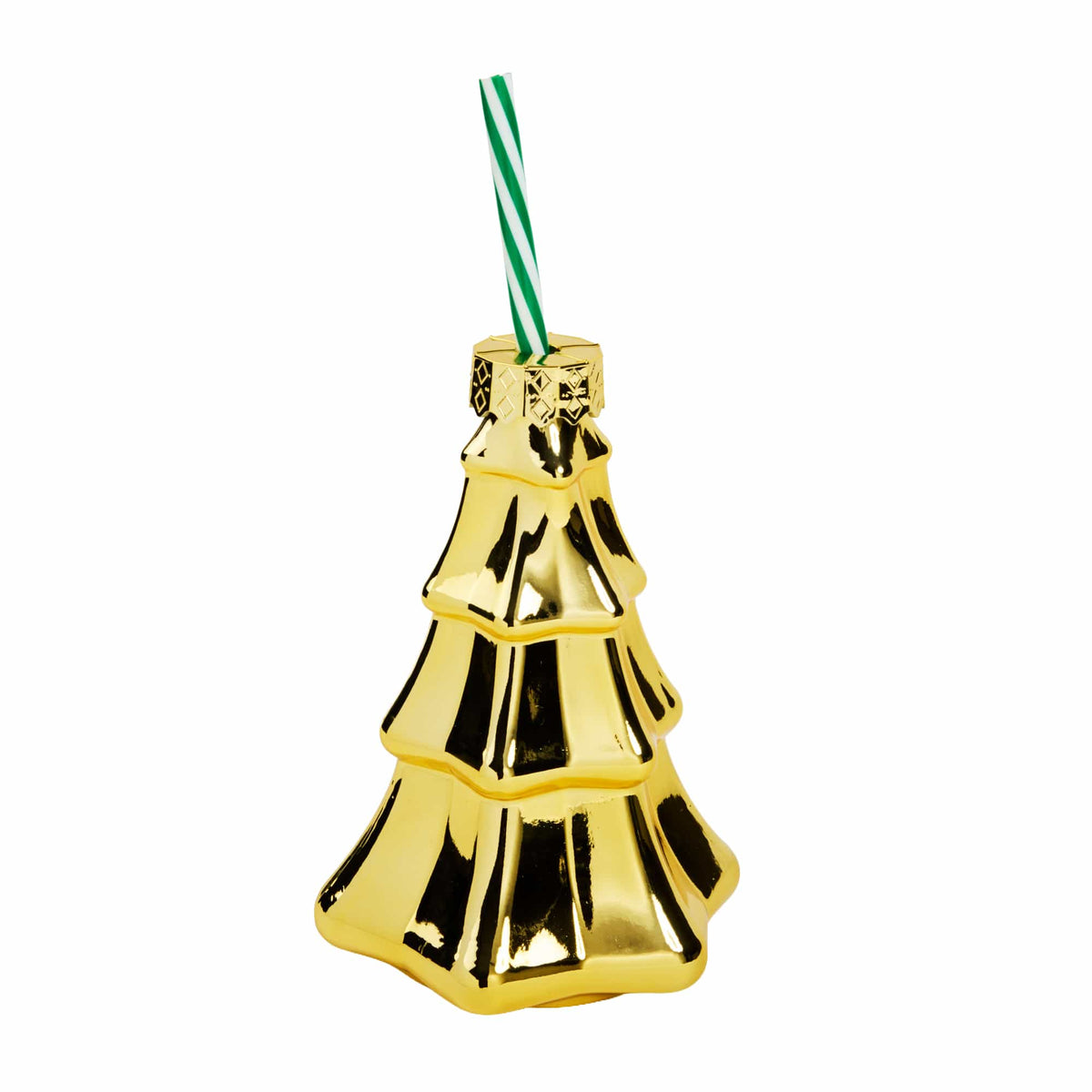 Glass Metallic Christmas Tree Sipper Set (4 ct)