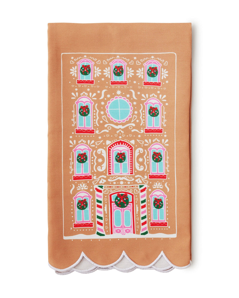 Gingerbread House Party Holiday Tea Towel