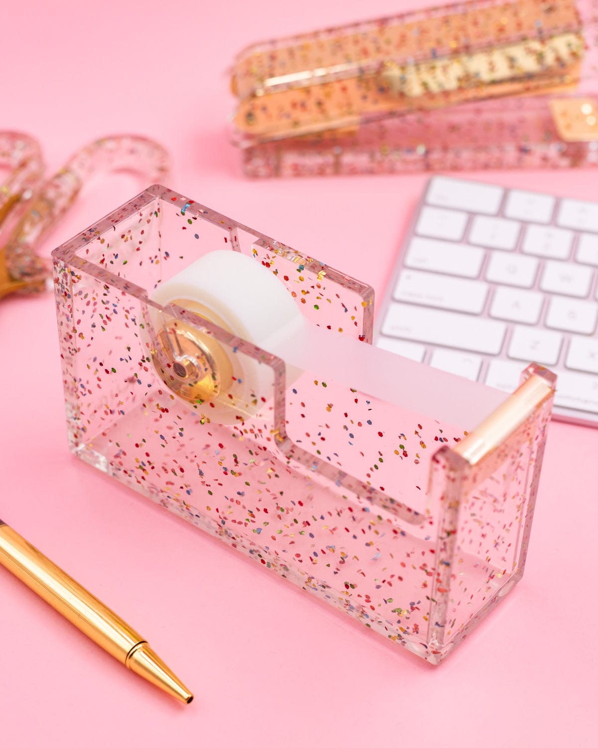 Confetti Injected Acrylic Tape Dispenser