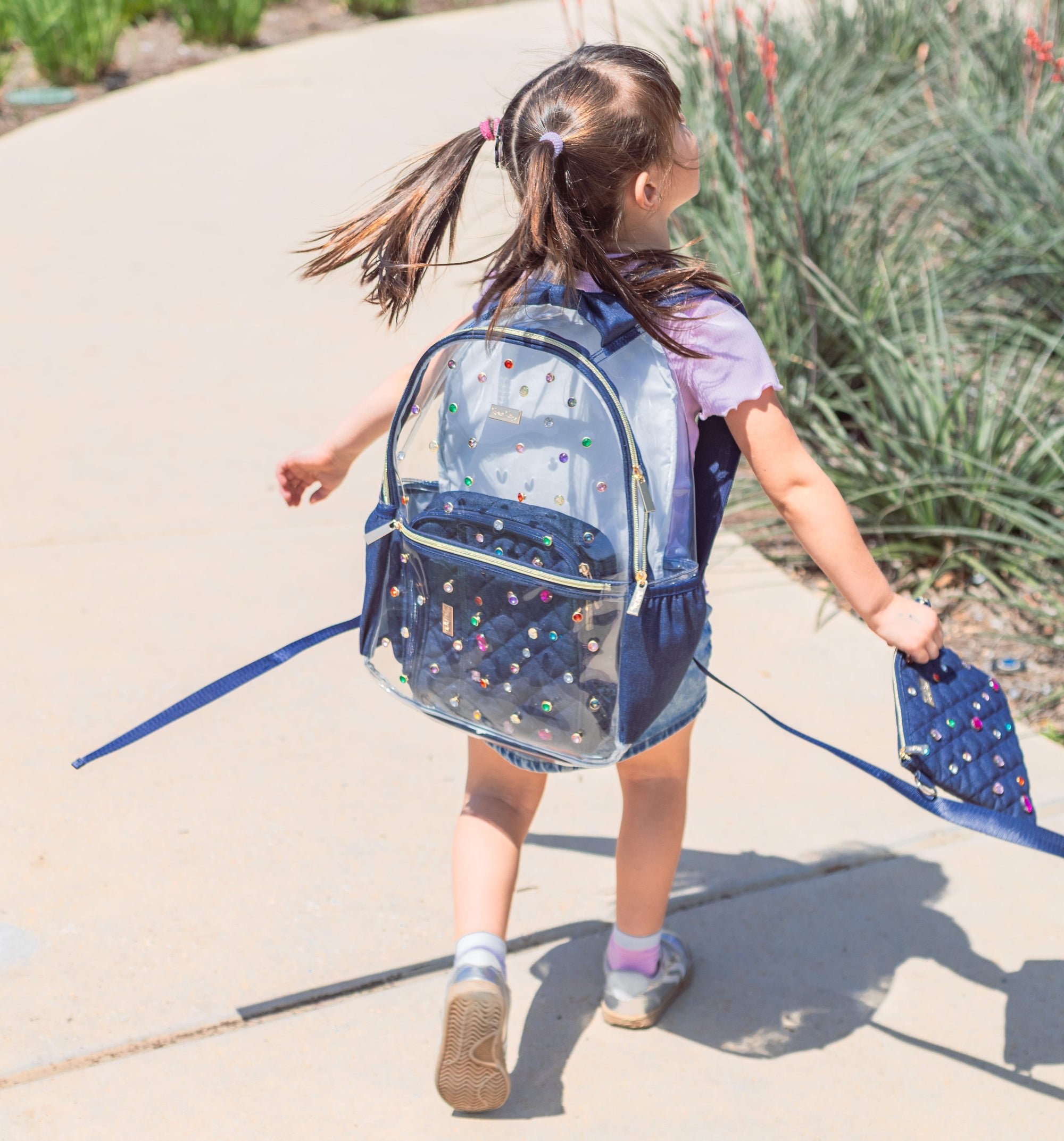 Denim and Gems Clear Backpack