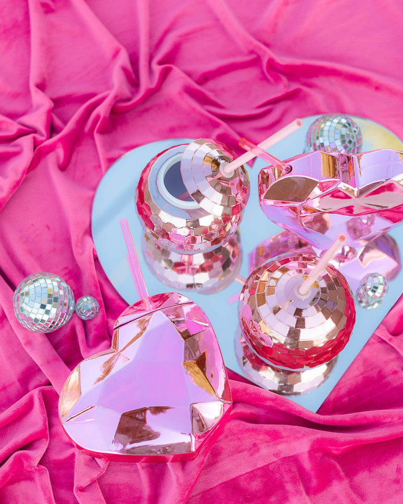 Disco Heart Sipper of 2 - Pink