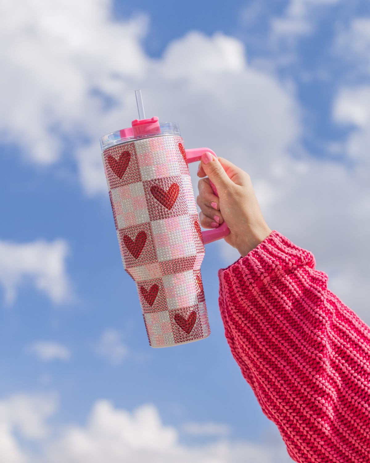 Rhinestone Hearts Stainless Steel Tumbler