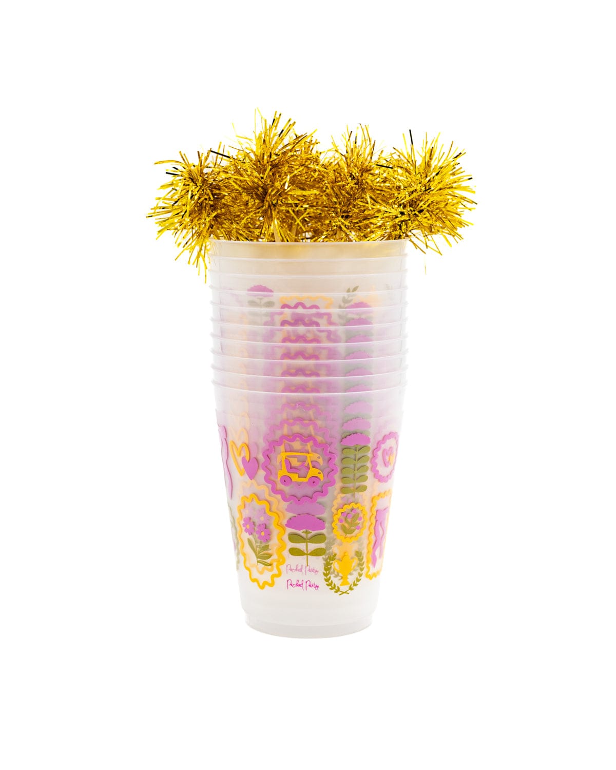 Social Club Reusable Party Cups and Pom Stirs (set of 10)