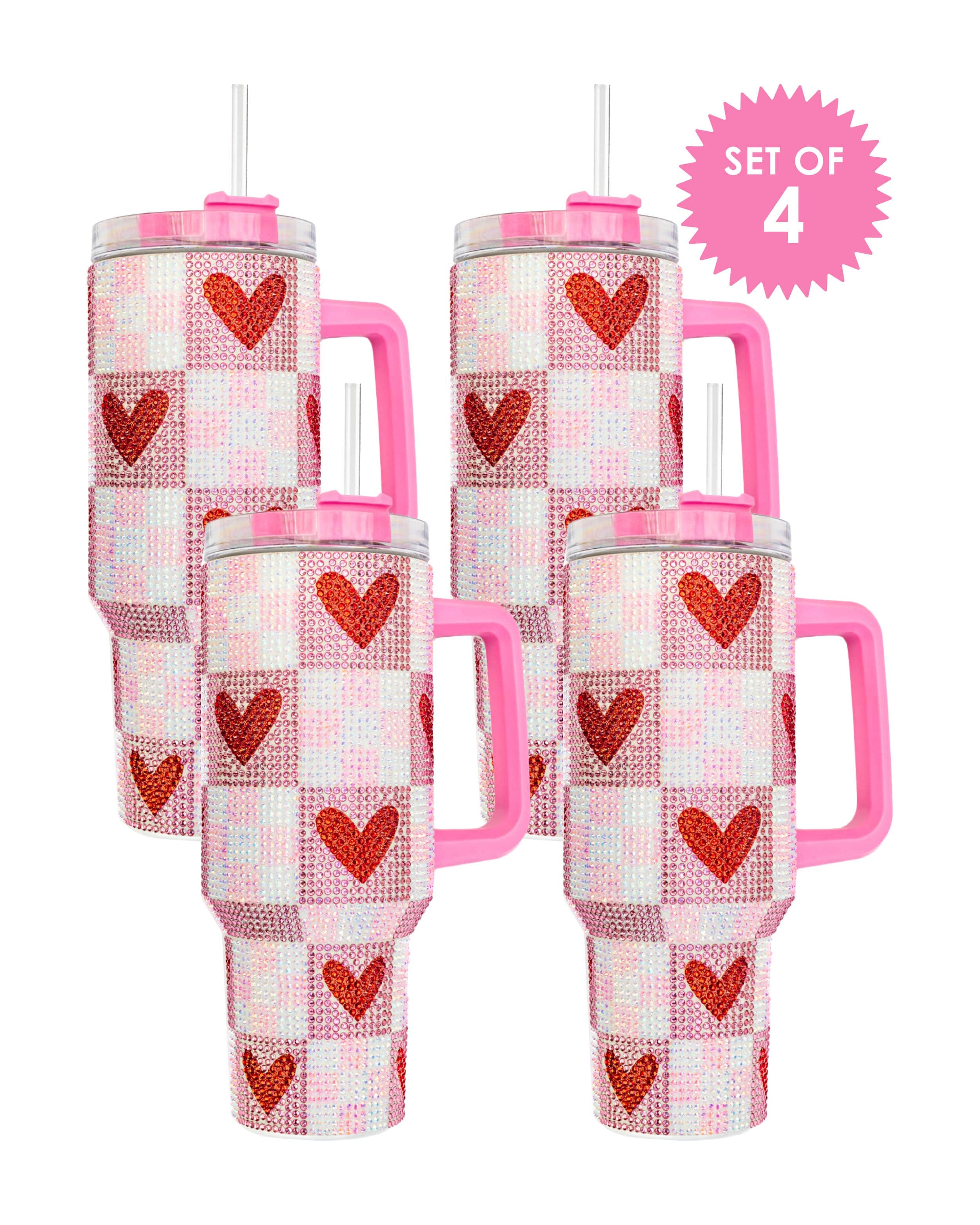 Rhinestone Hearts Stainless Steel Tumbler