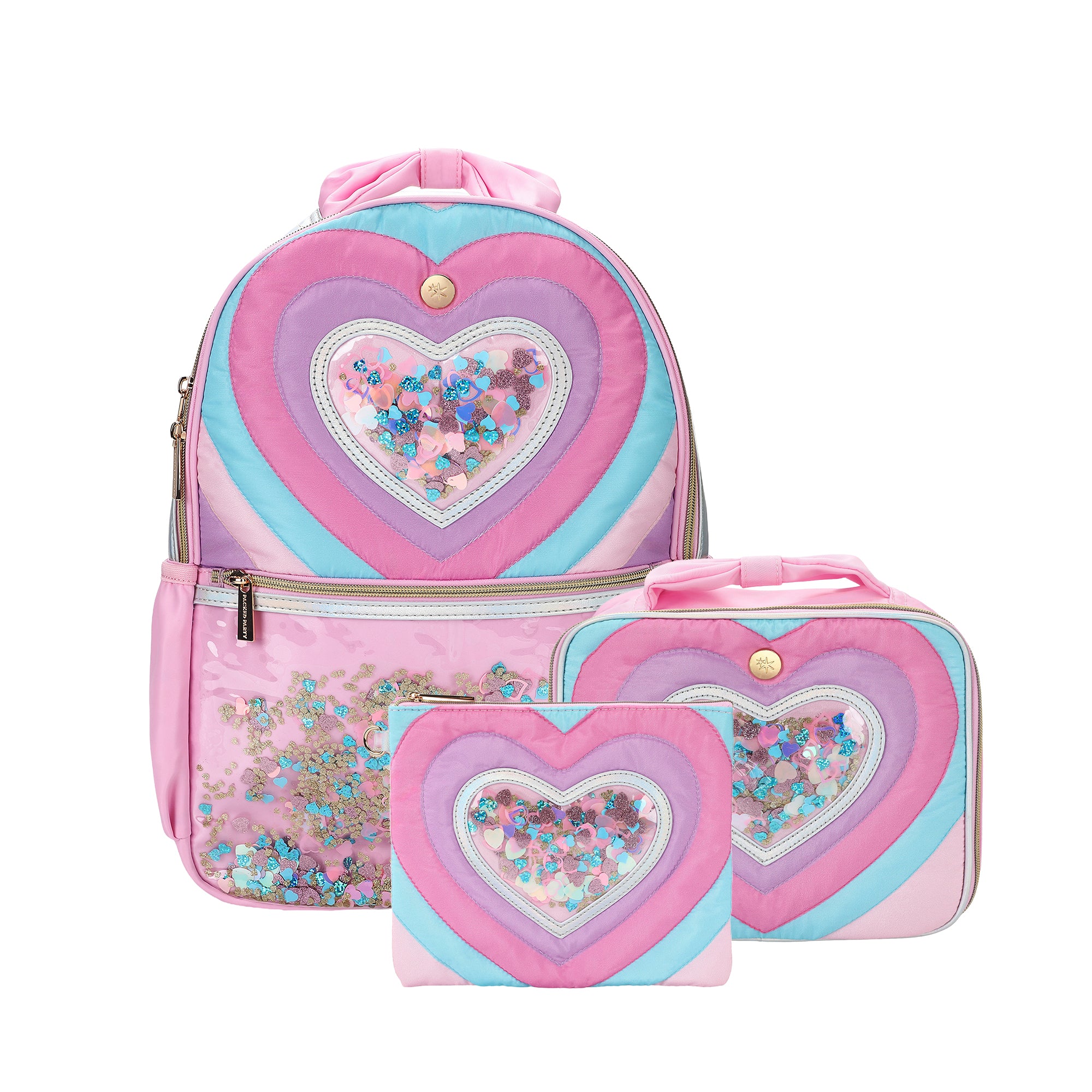 Quilted Confetti Heart Ultimate Backpack Bundle (Backpack, Lunchbox, & Pouch)