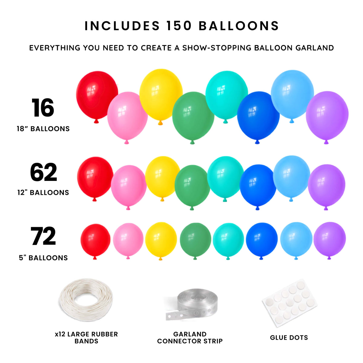 Rainbow Balloon Garland Kit (150 ct)