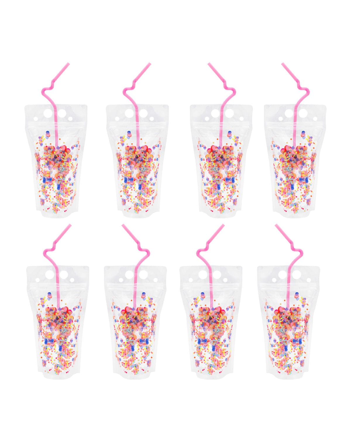 Multicolor Confetti Drink Pouches (Reusable set of 8 or 16)